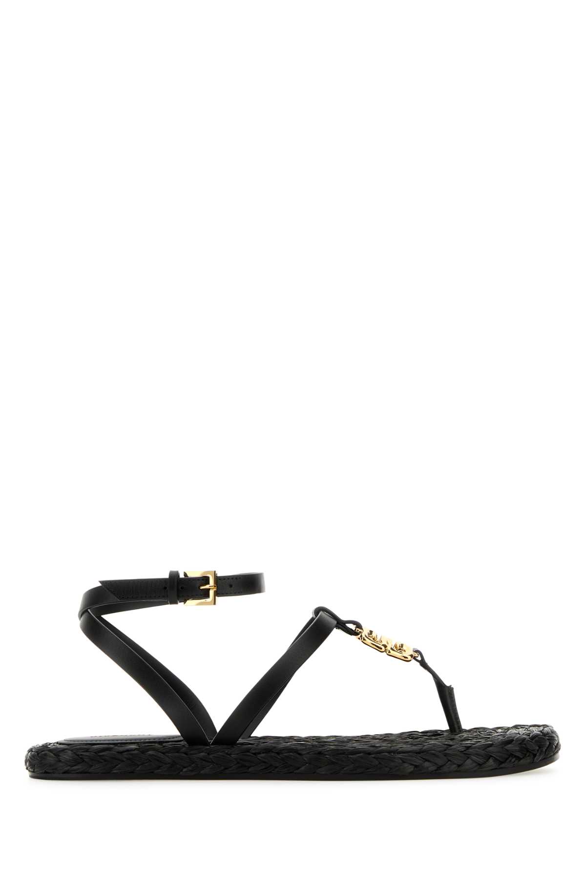 Shop Givenchy Black Leather 4g Liquid Sandals