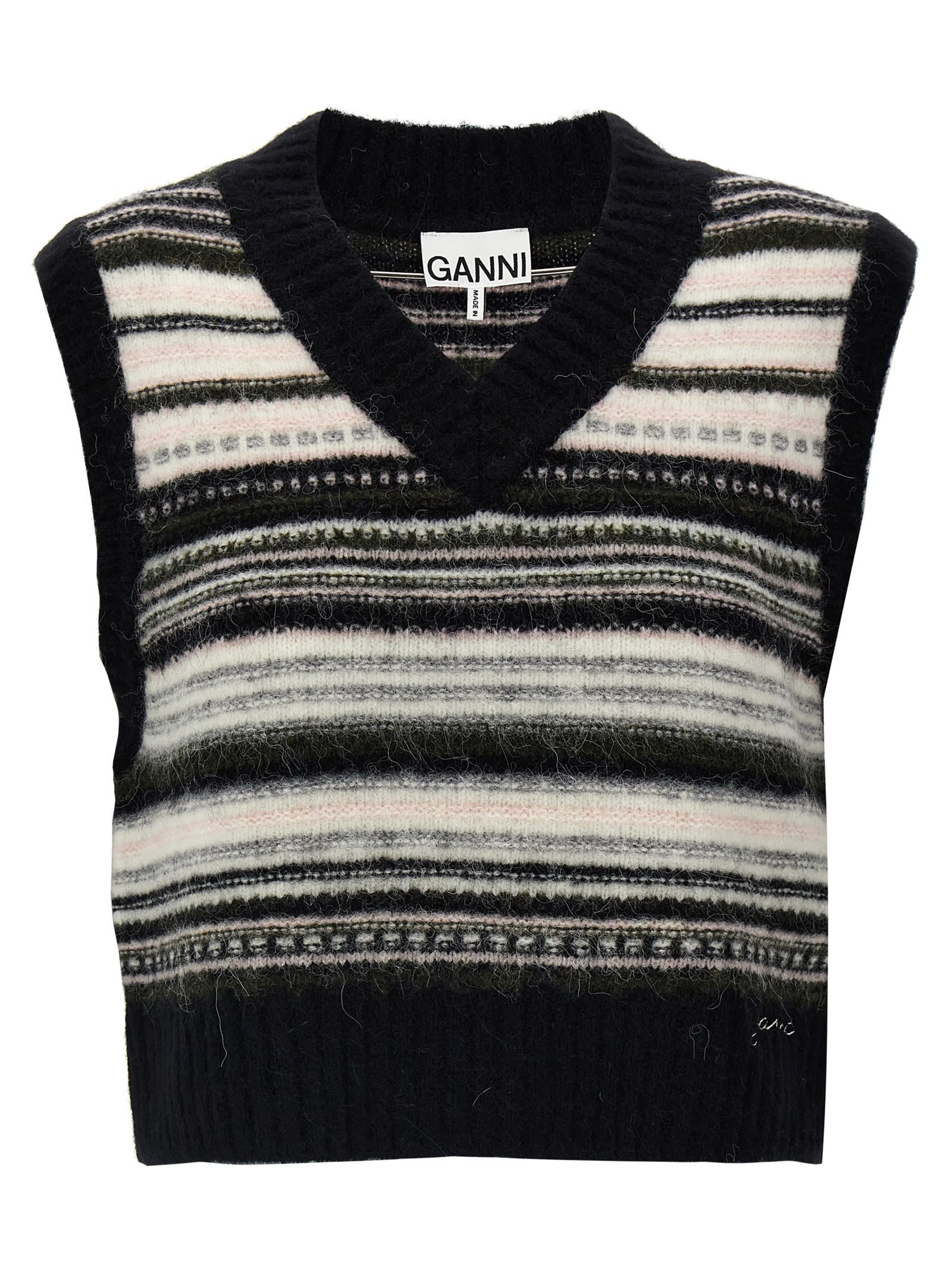 Shop Ganni Striped Vest In Multicolor