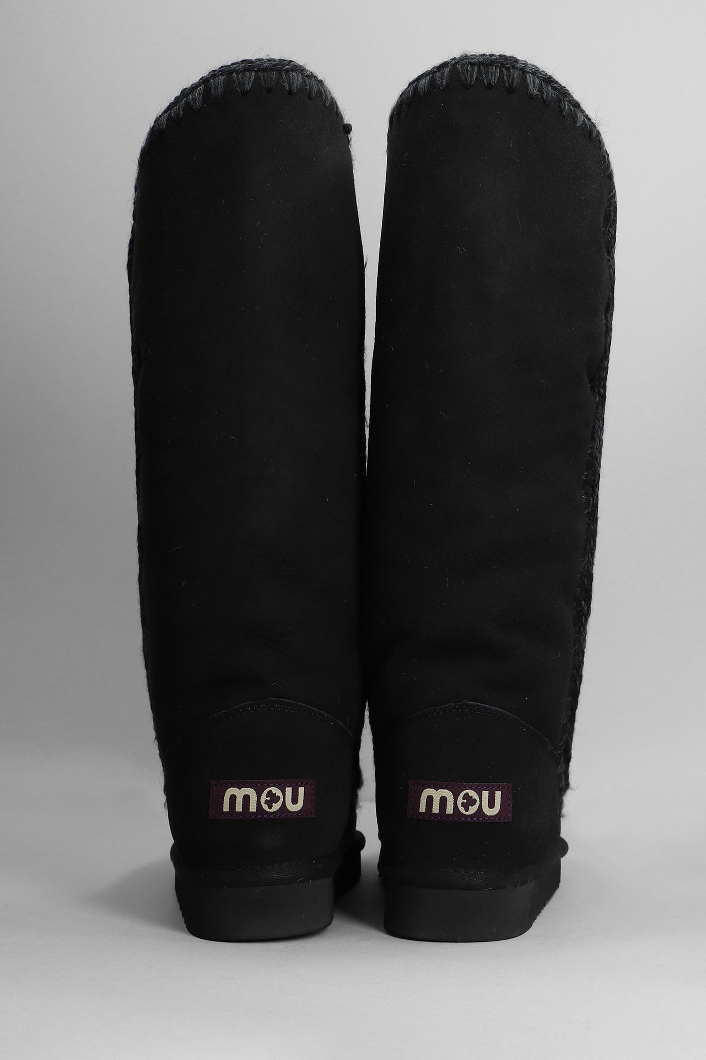 Shop Mou Eskimo 40 Low Heels Boots In Black Suede