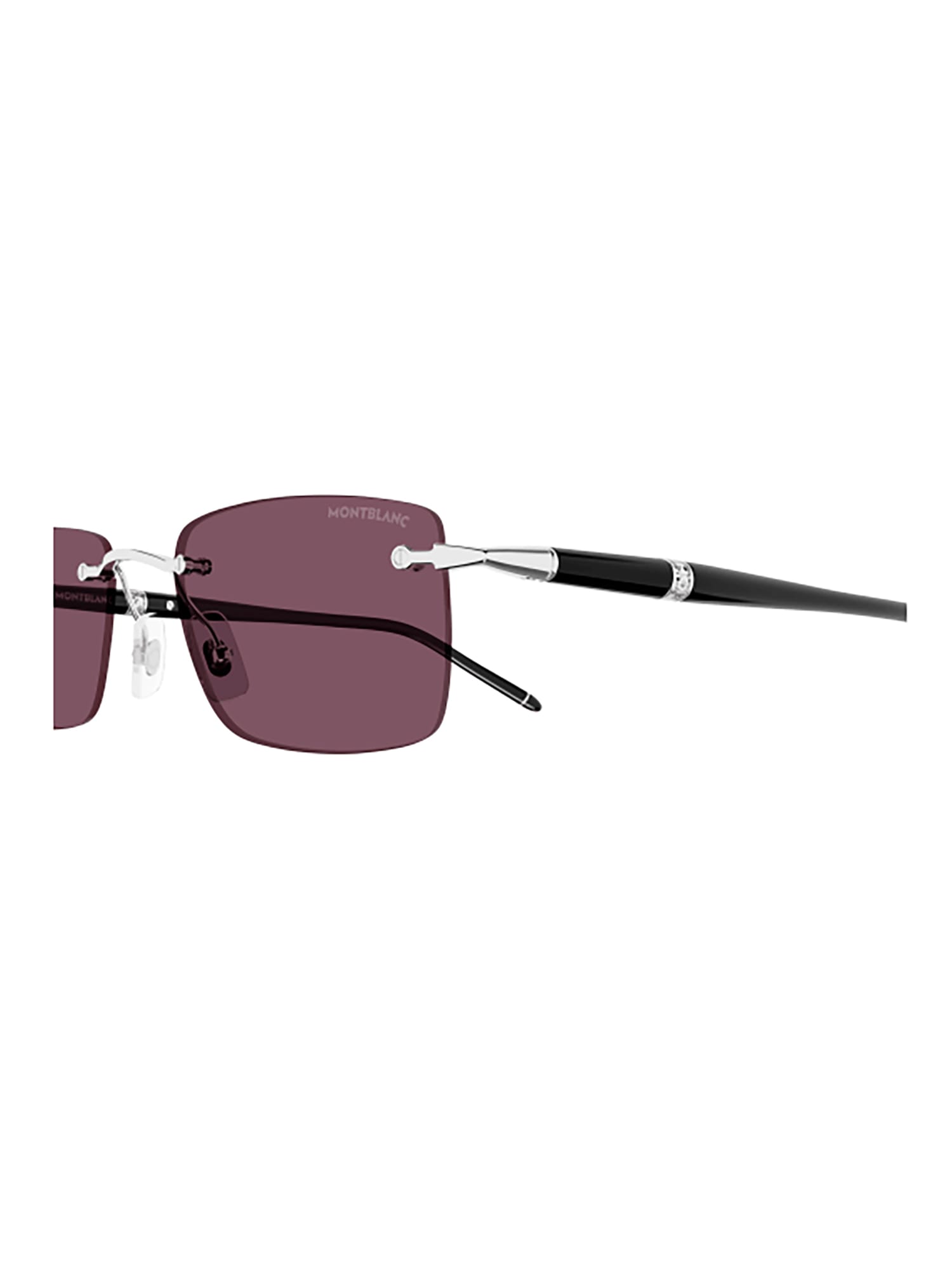 Shop Montblanc Mb0344s Sunglasses In Silver Black Violet