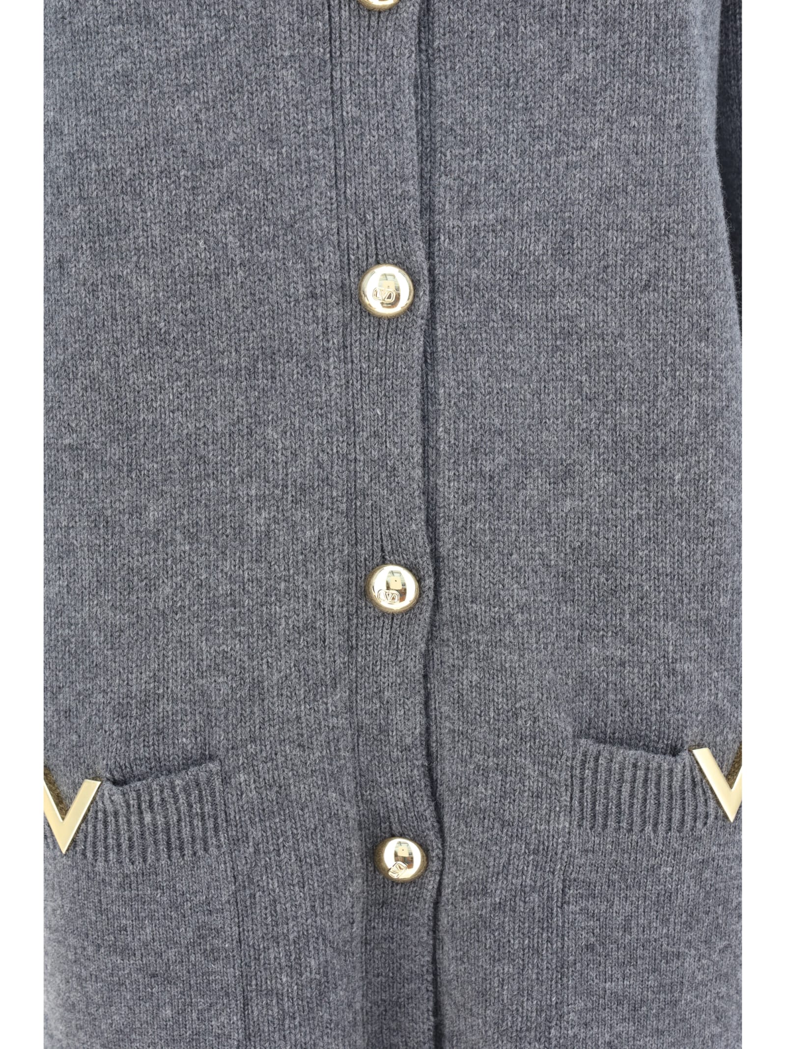 Shop Valentino Cardigan In Grey