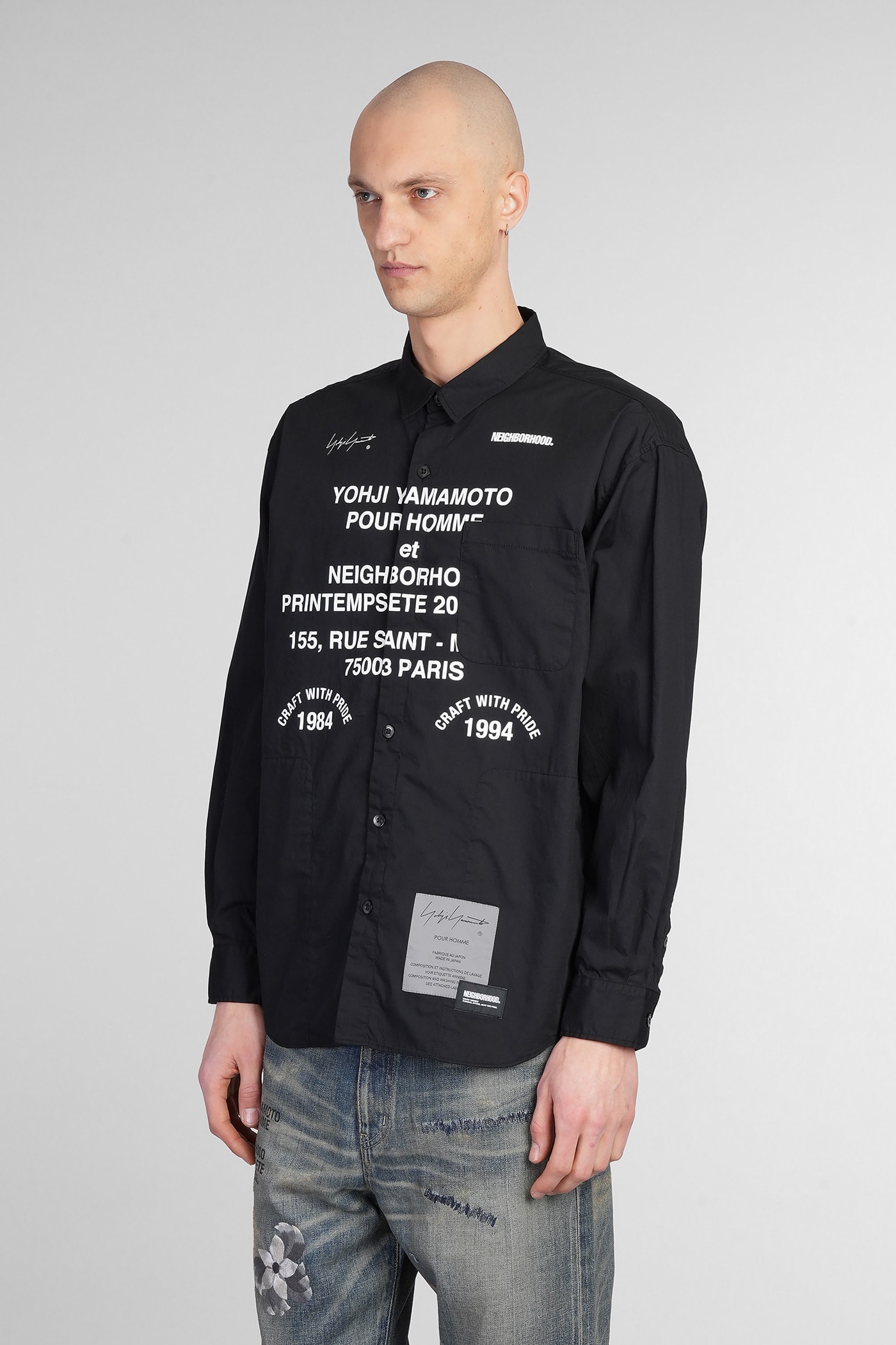 Yohji Yamamoto Black Neighborhood Edition Print Shirt In Black