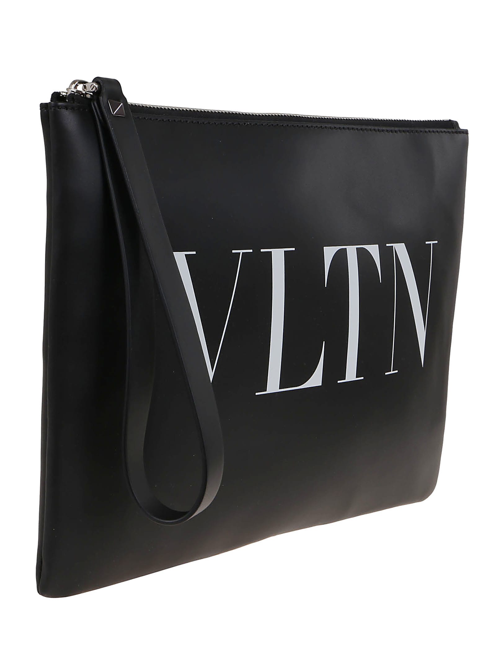 Shop Valentino Large Handle Pouch Vltn In Ni Nero Bianco