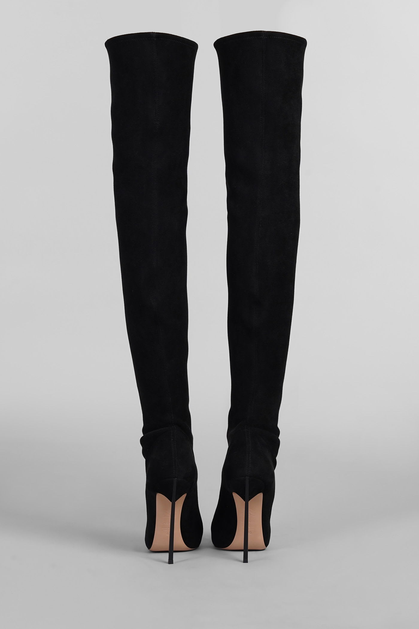 Casadei Blade High Heels Boots In Black Suede In Black