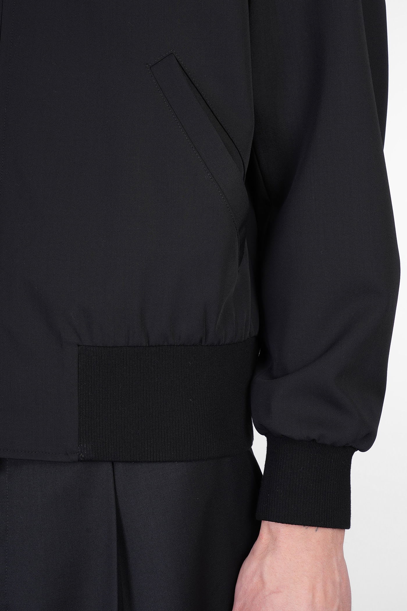 Lardini Wool And Mohair Bomber Jacket In Black
