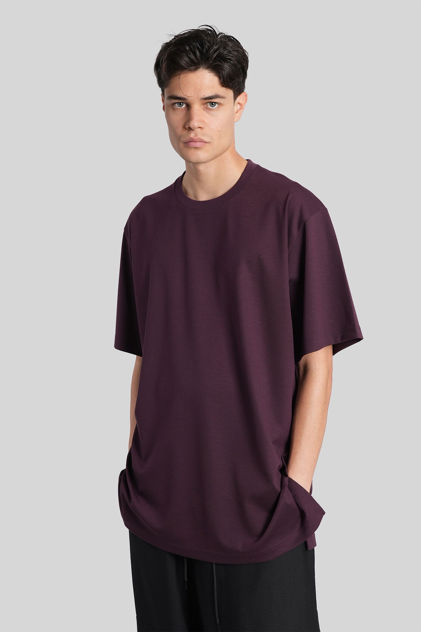 T-shirt In Bordeaux Wool And Polyester