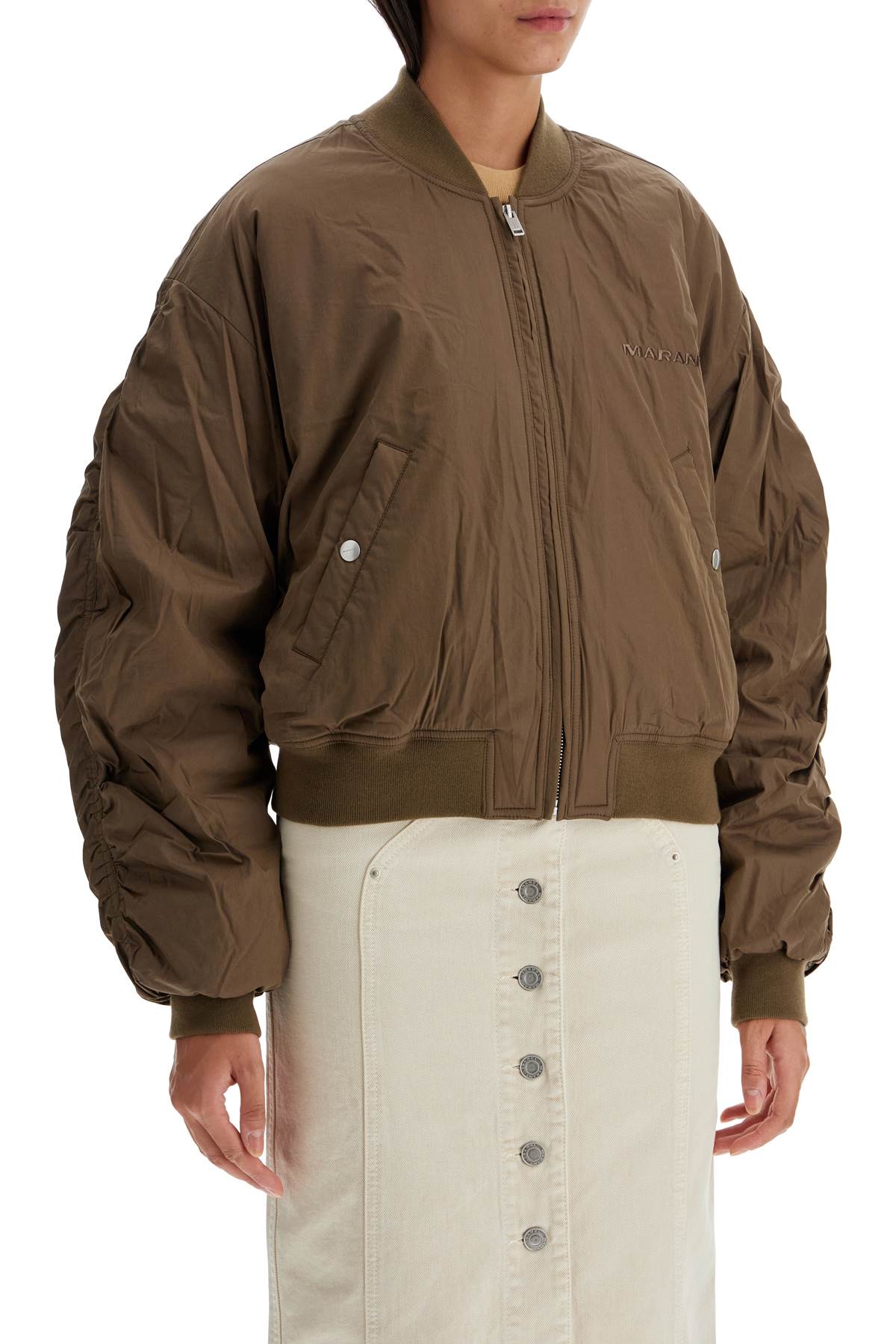 Shop Marant Etoile Bessime Oversized Bomber Jacket In Khaki (khaki)