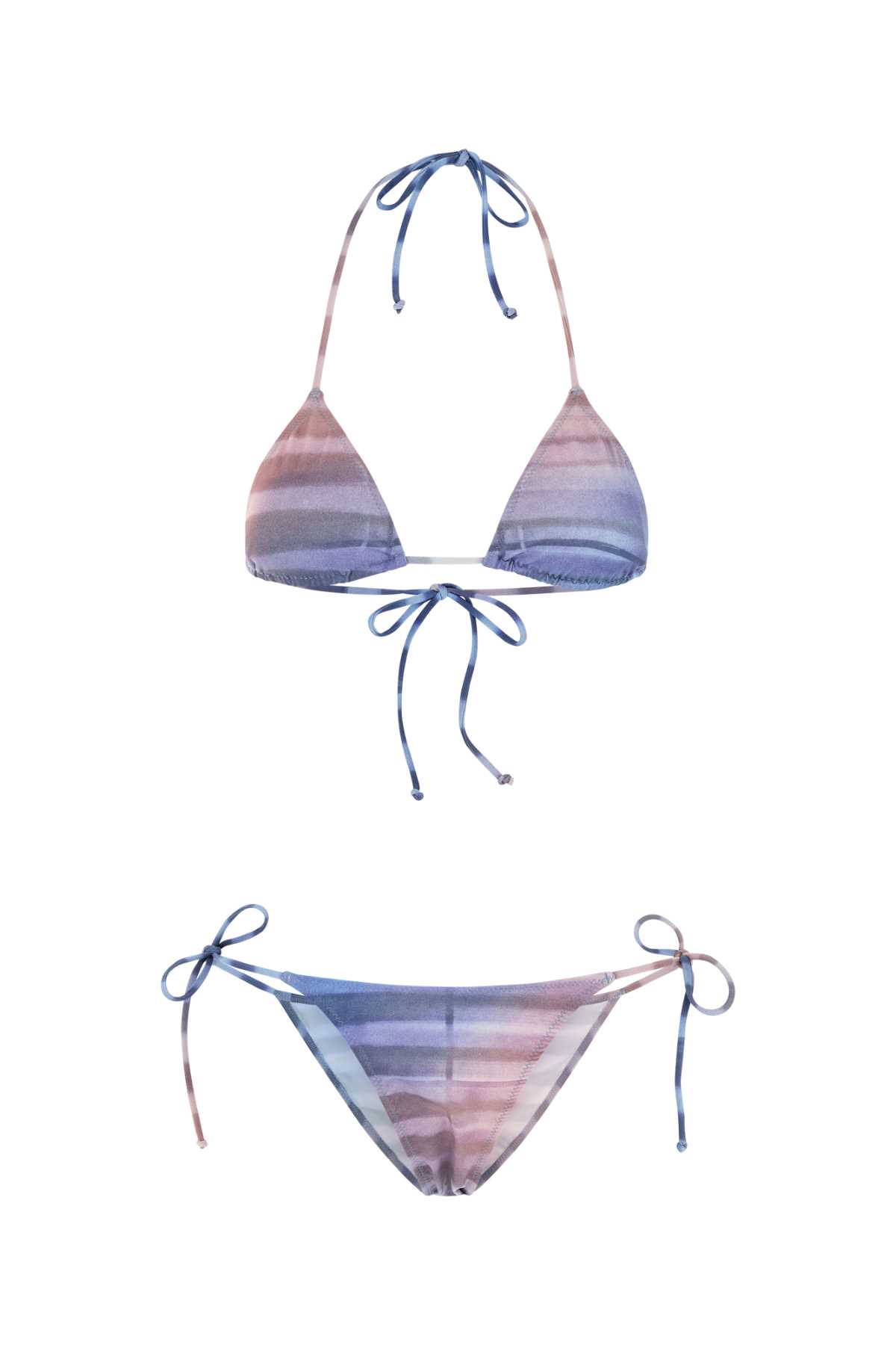 Jean Paul Gaultier Printed Stretch Nylon Bikini In Blue