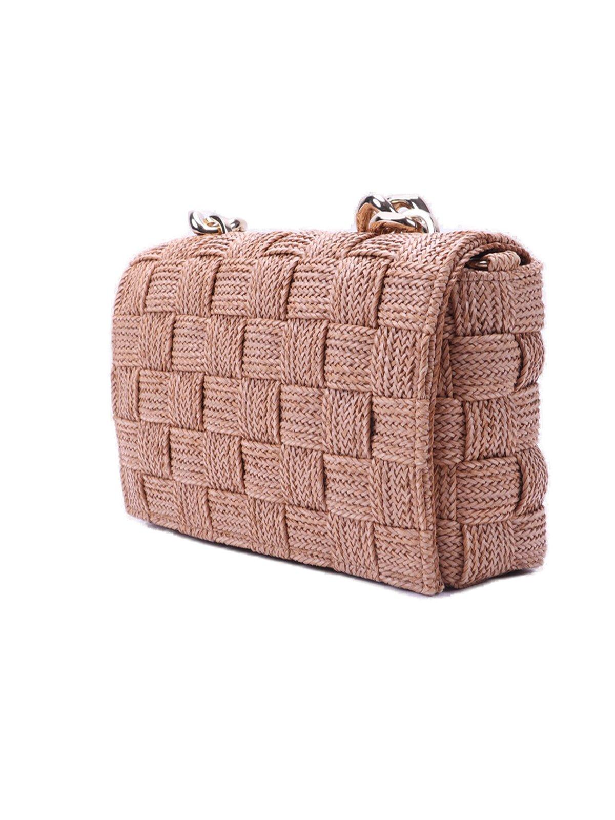 Shop Casadei Braided Chain-linked Shoulder Bag In Nature