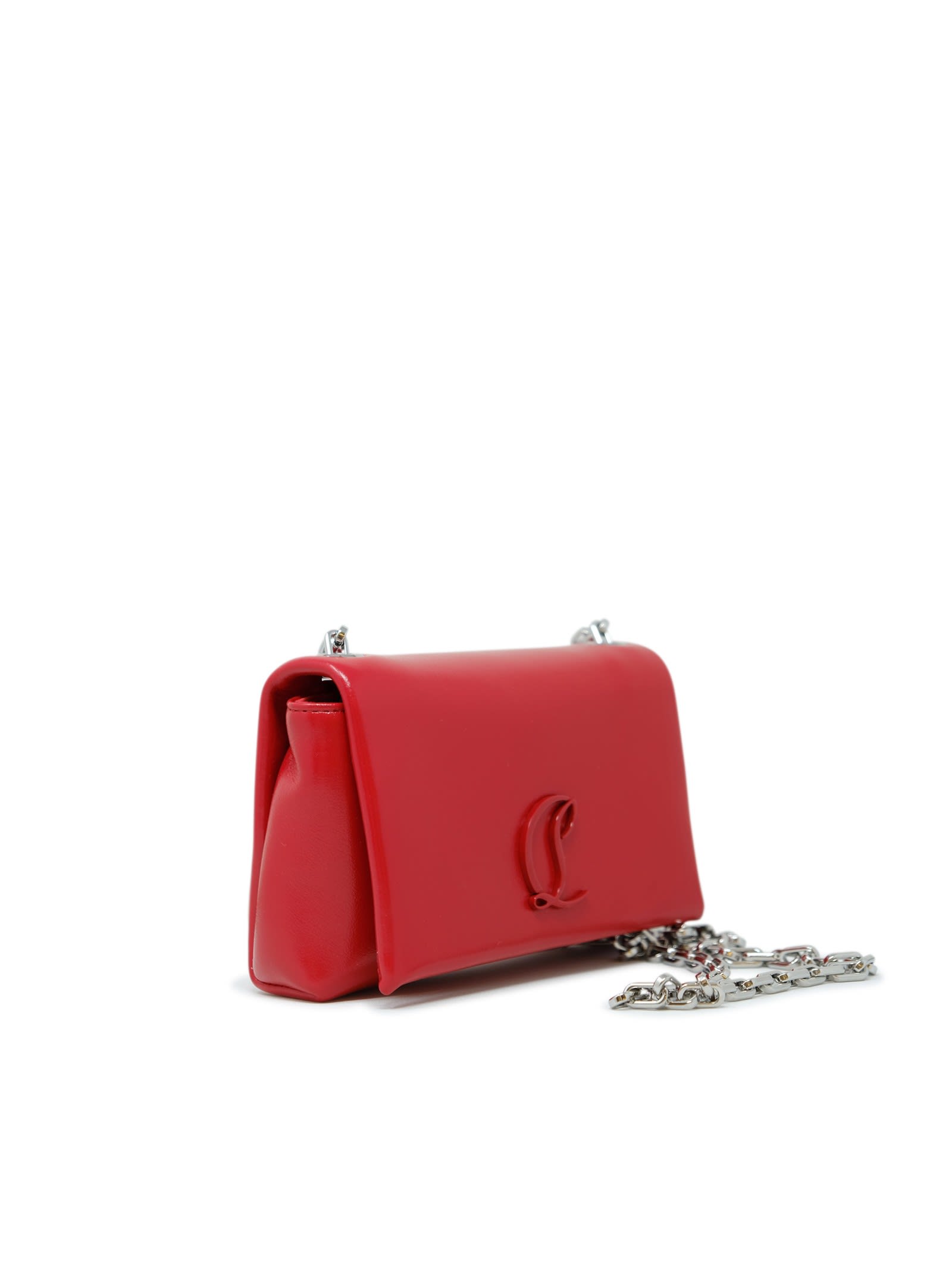 Christian Louboutin Red Leather Loubi54 Soft Pouch Bag In Pink