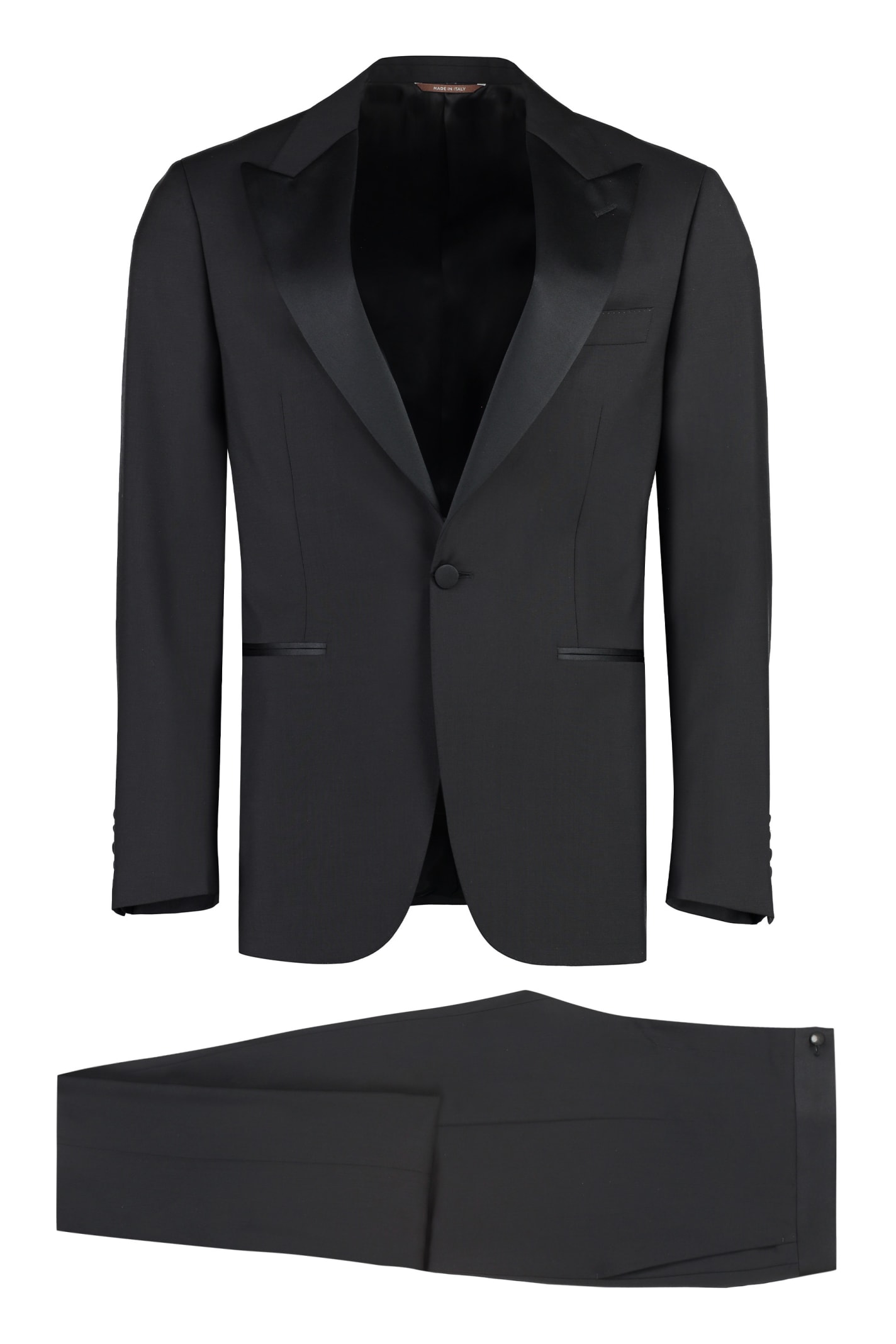 Shop Canali Wool-mohair Blend Two-pieces Suit In Black