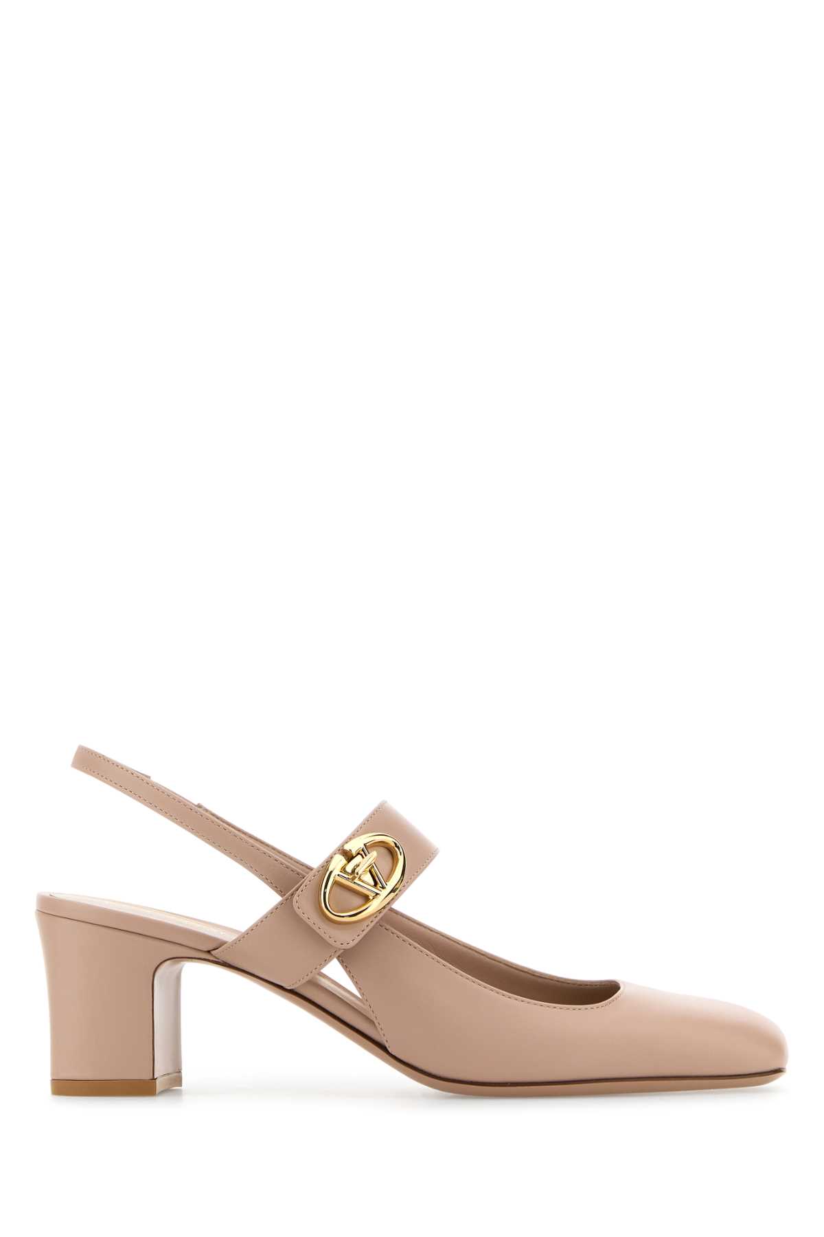 Shop Valentino Powder Pink Leather Vlogo Locker Pumps In Beigerose