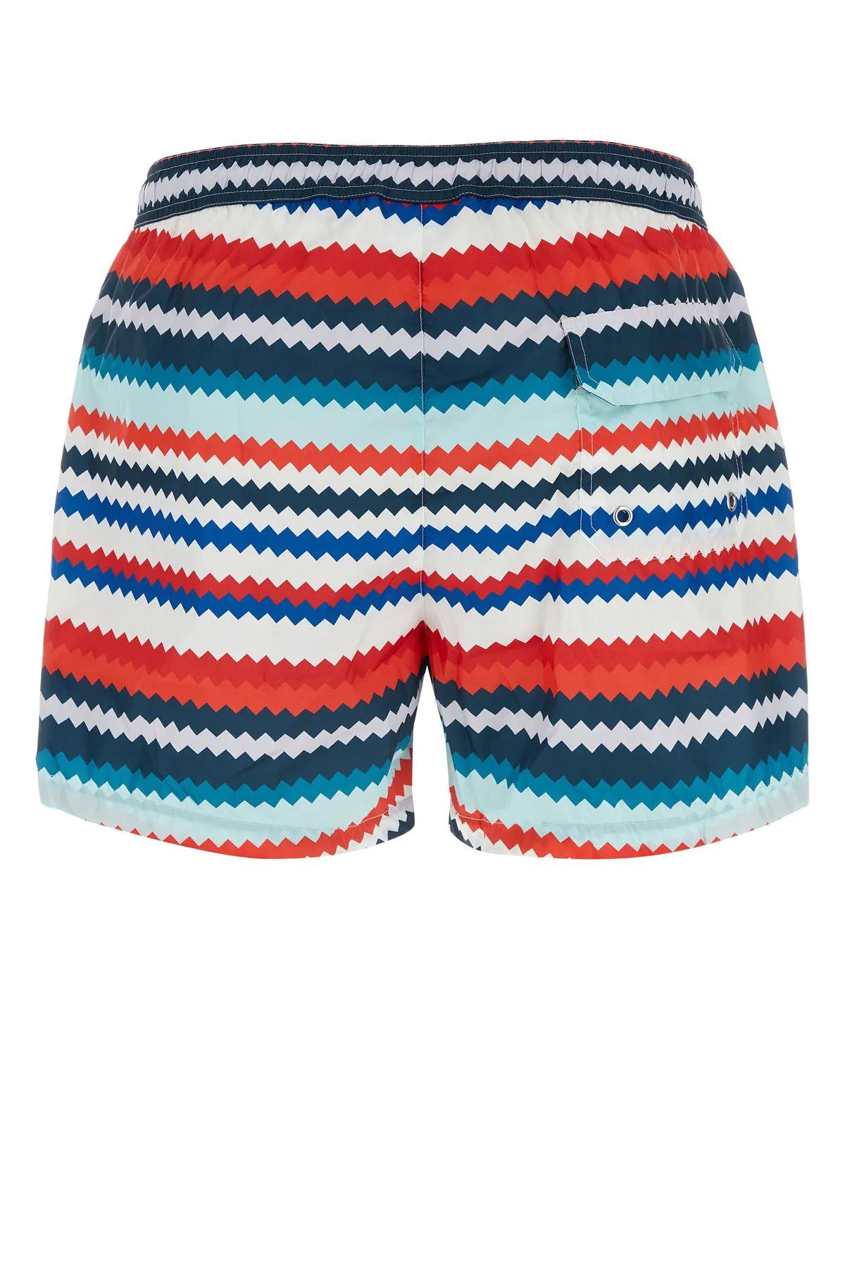 Shop Missoni Printed Polyester Swimming Shorts In Multi Red