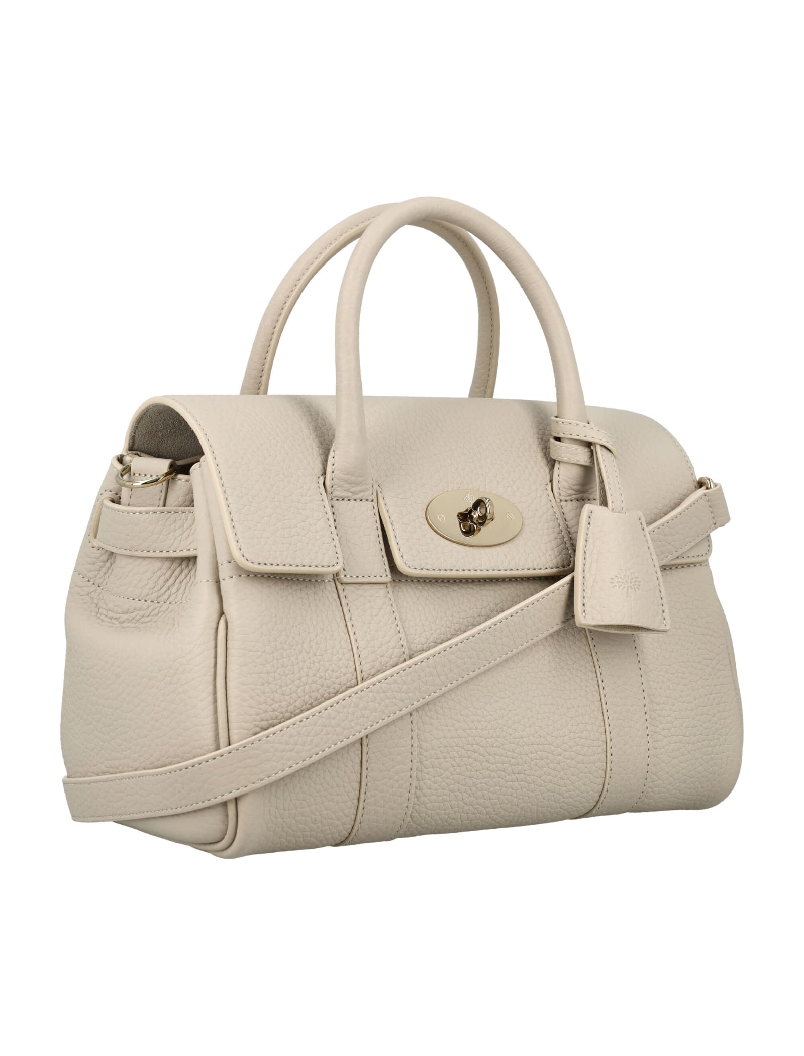 Shop Mulberry Small Bayswater Satchel Hg In Chalk