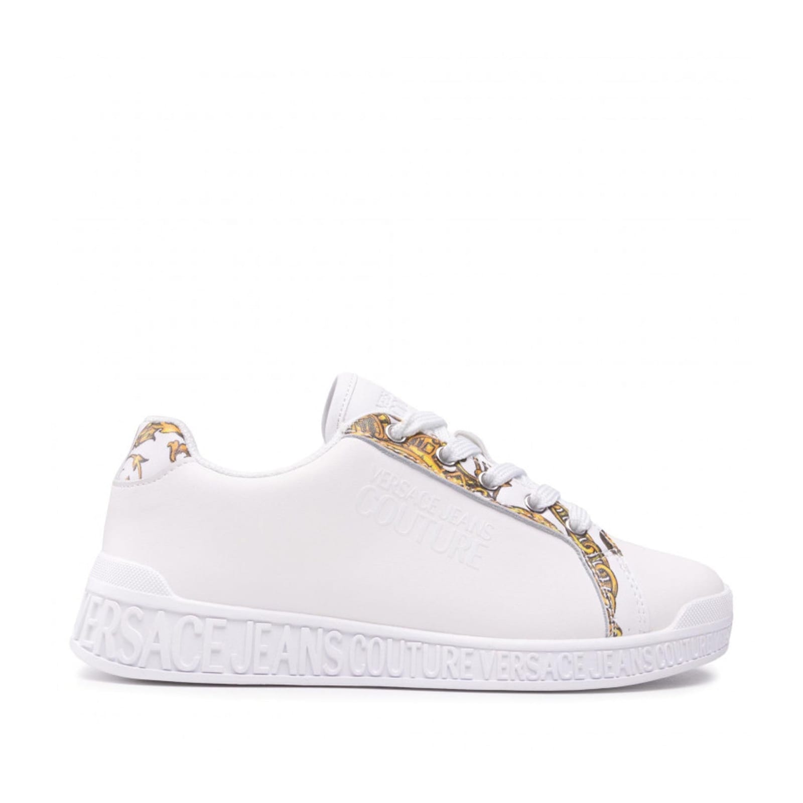 Shop Versace Jeans Couture Jeans Couture Logo Leather Sneakers In White