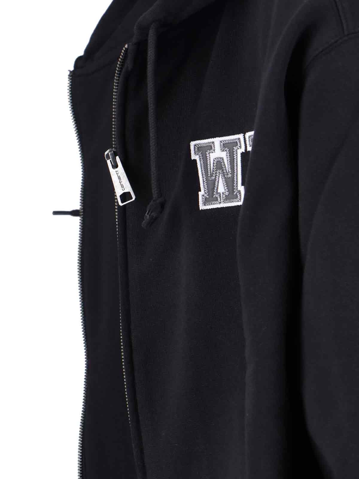 Carhartt Hooded Sweatshirt Featuring Front Pockets In Black