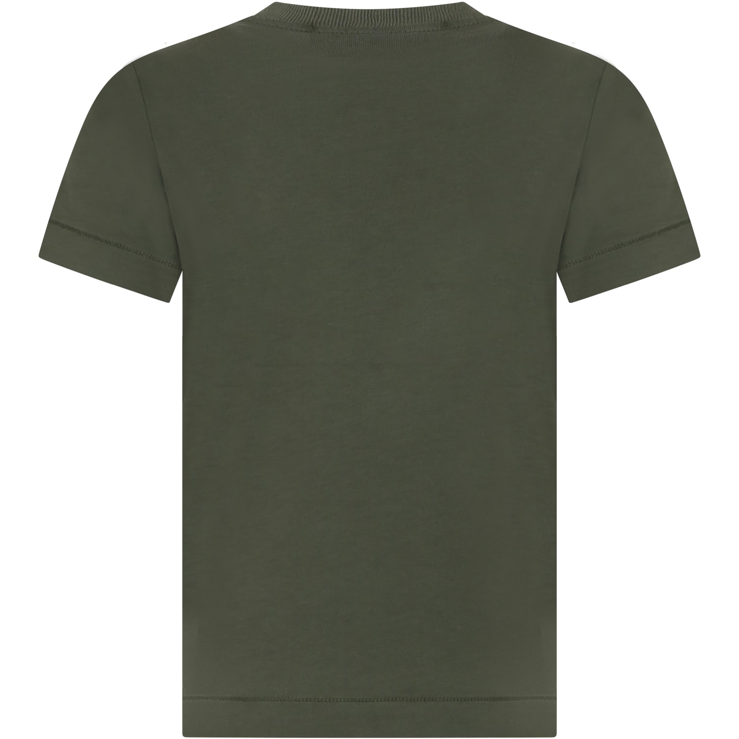 Shop Stone Island Junior Green T-shirt For Boy With Logo In Verde