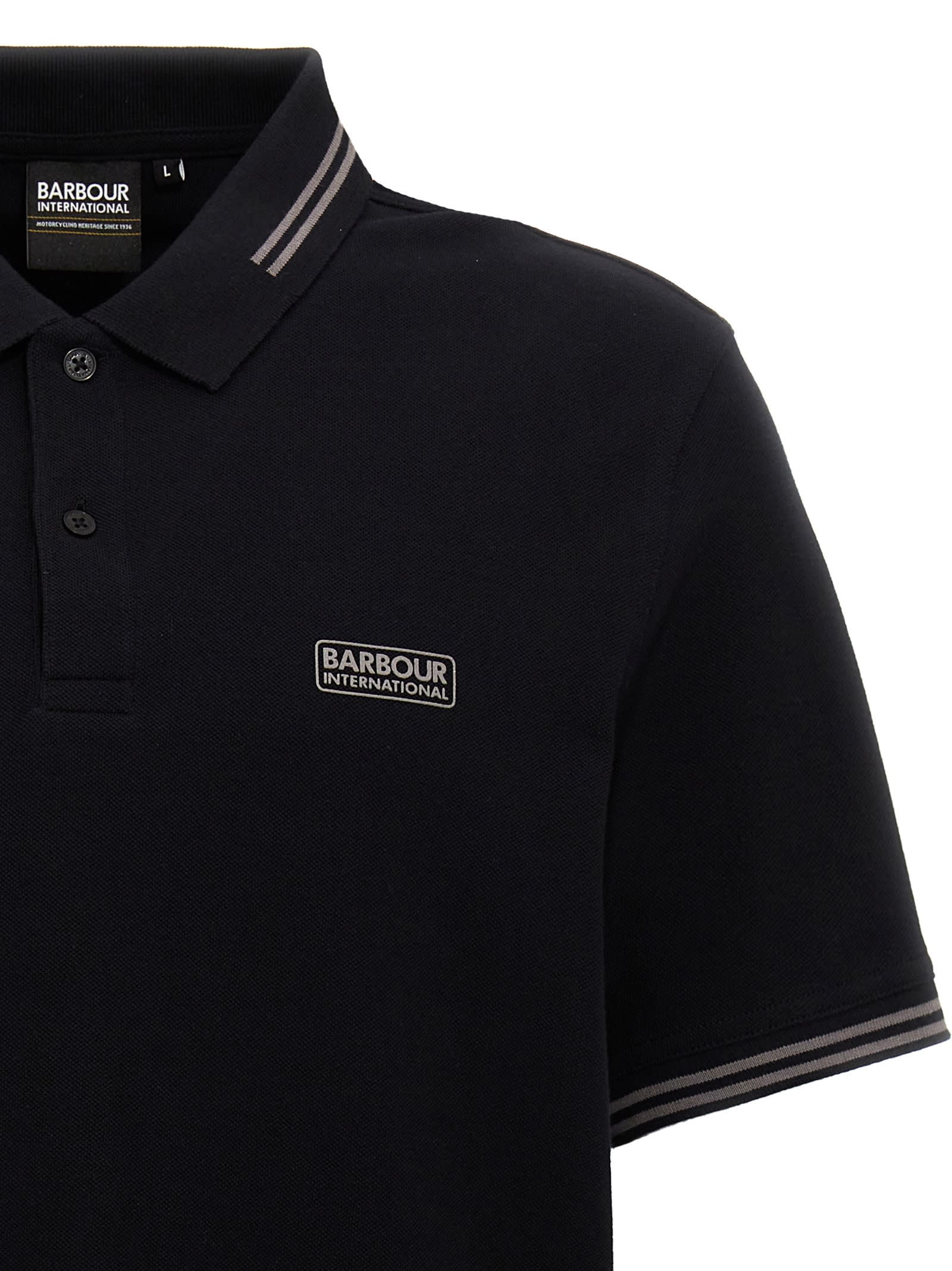 Shop Barbour Essential Tipped Polo Shirt In Black