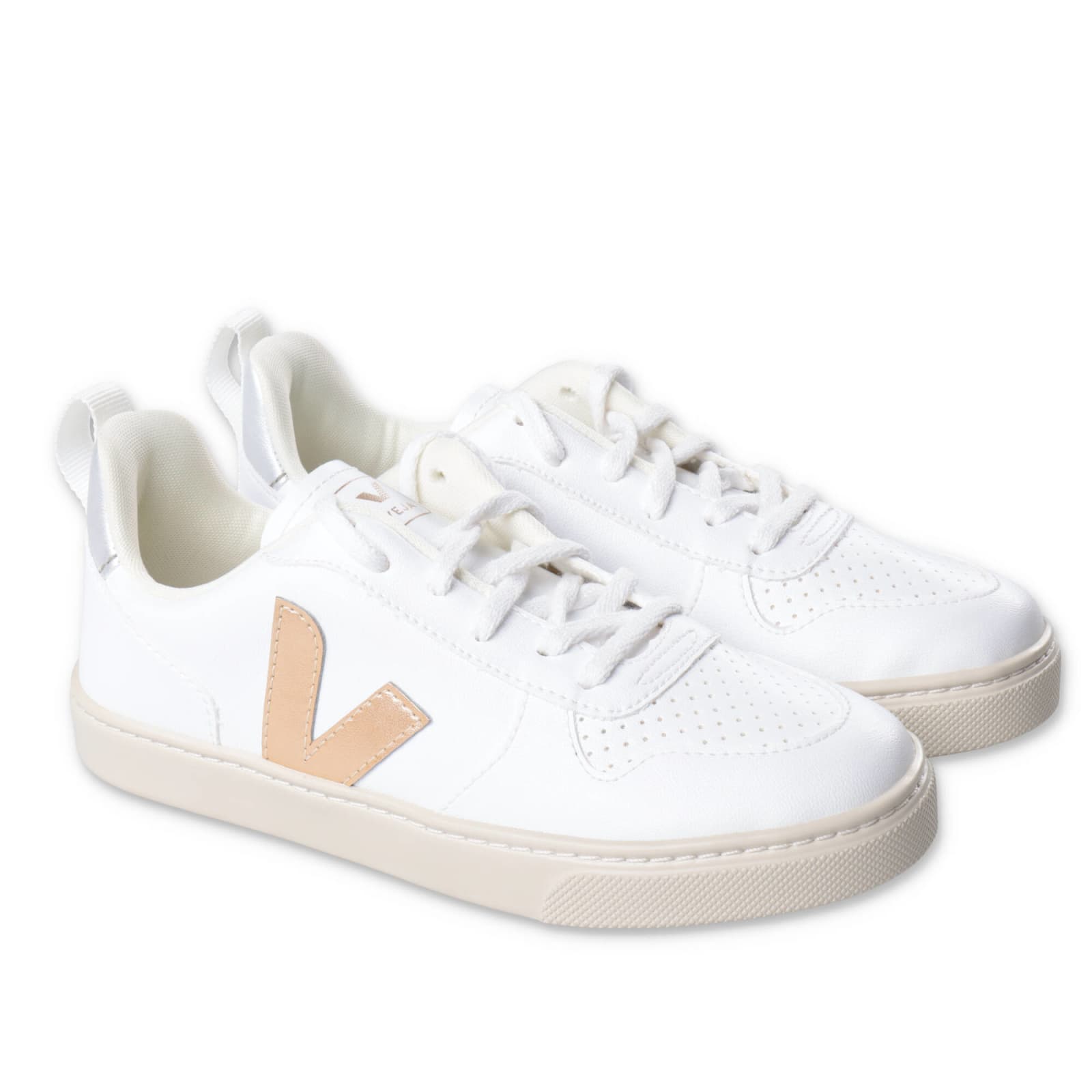 Veja Sneakers Bianche In Similpelle Con Lacci Bambino