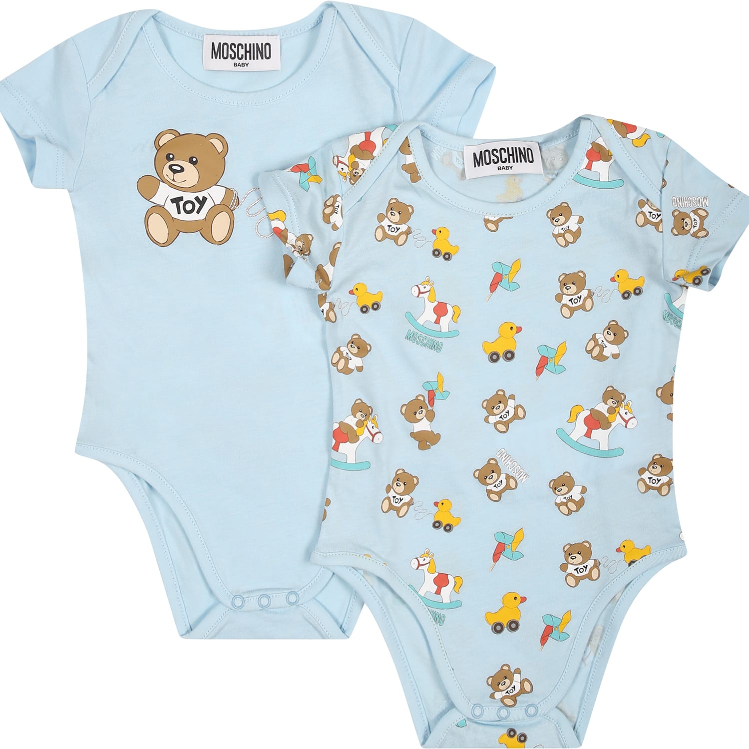Moschino Light Blue Set For Baby Boy With Teddy Bear