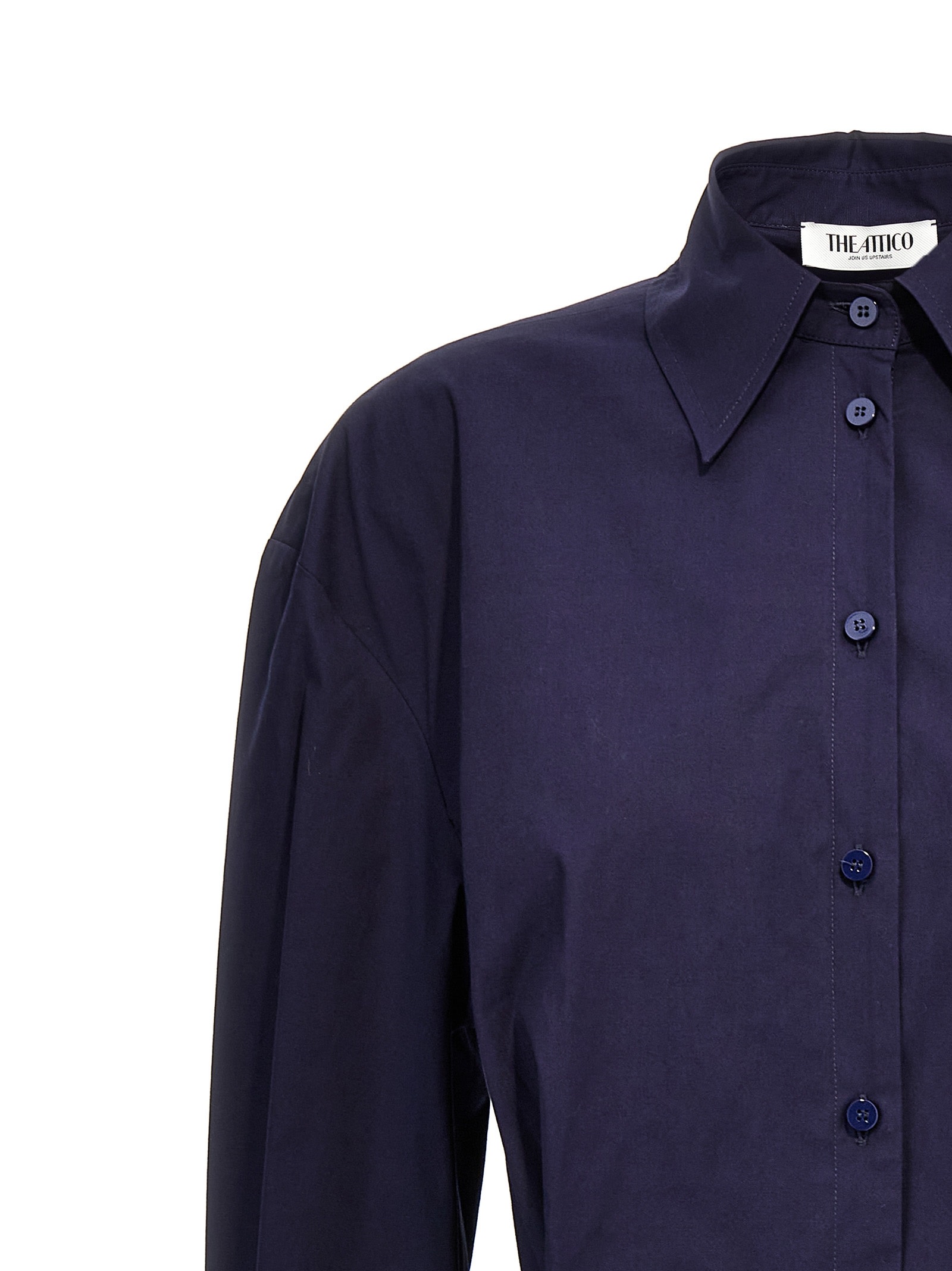 Attico Tailored Mini Chemisier Dress With Button Closure In Blue
