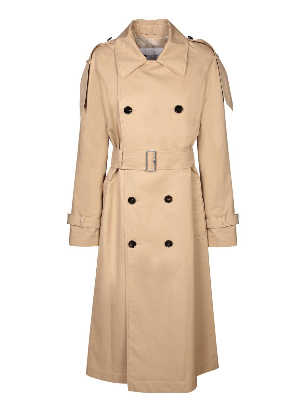 Gabardine Double-breasted Belted Trench Coat