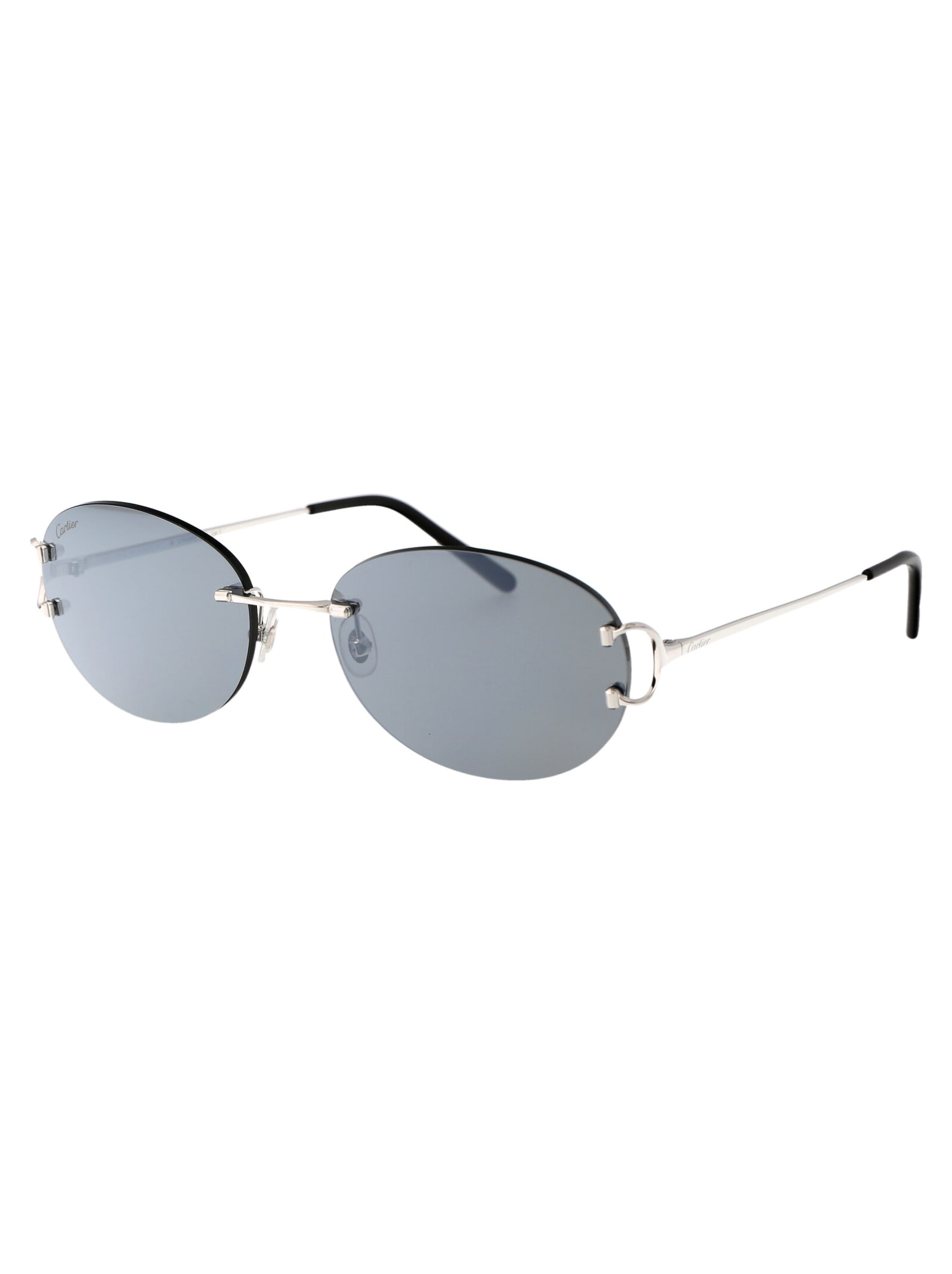 Shop Cartier Ct0029rs Sunglasses In 001 Silver Silver Grey