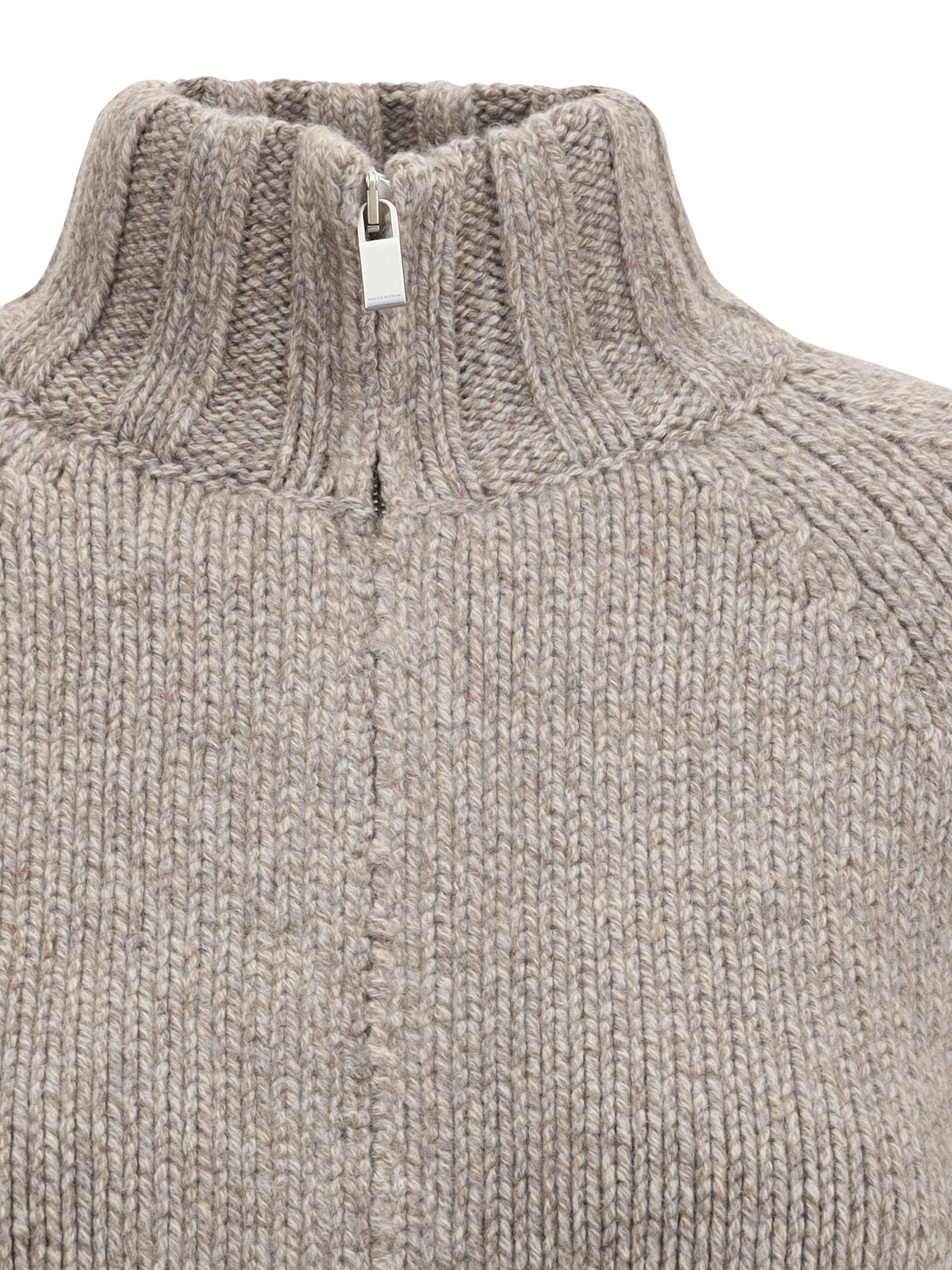 Magda Butrym Turtleneck Zip-front Cardigan In Gray