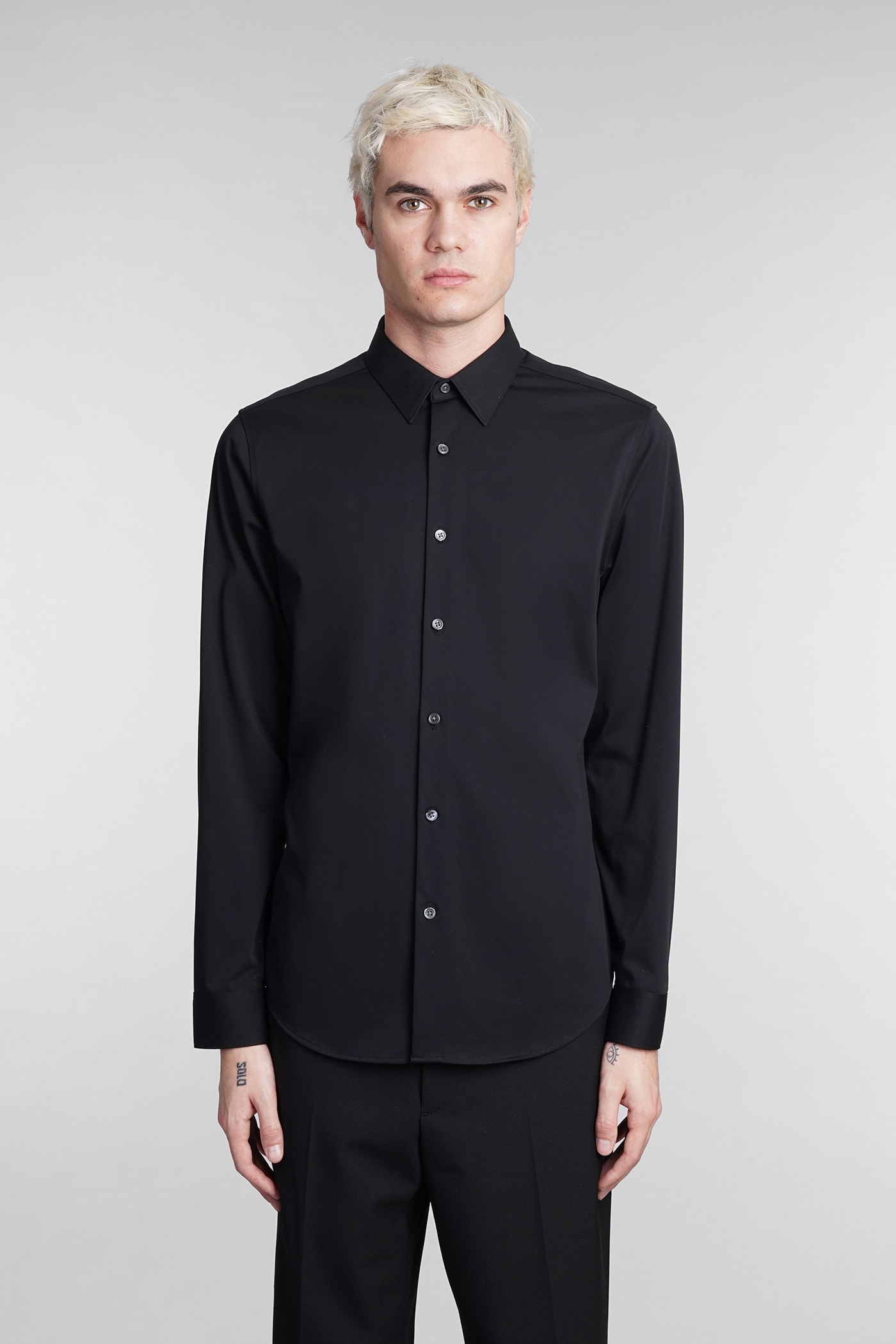 Theory Sylvain Structure Knit Regular Fit Shirt In Black