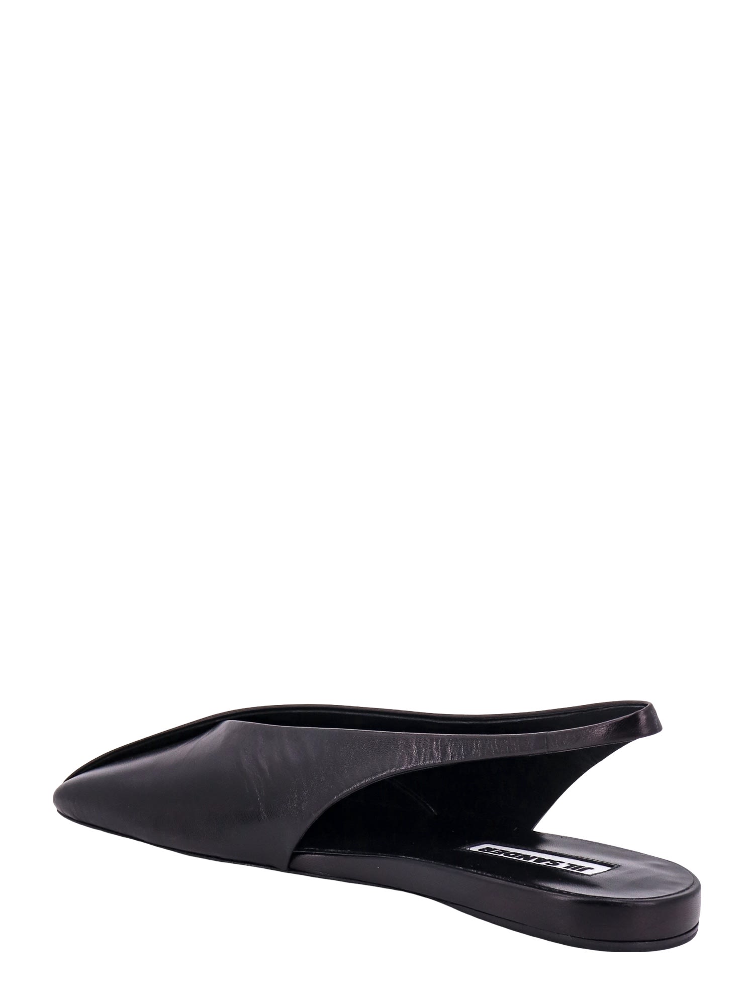 Jil Sander Black Leather Slingback Ballet Flats In Black