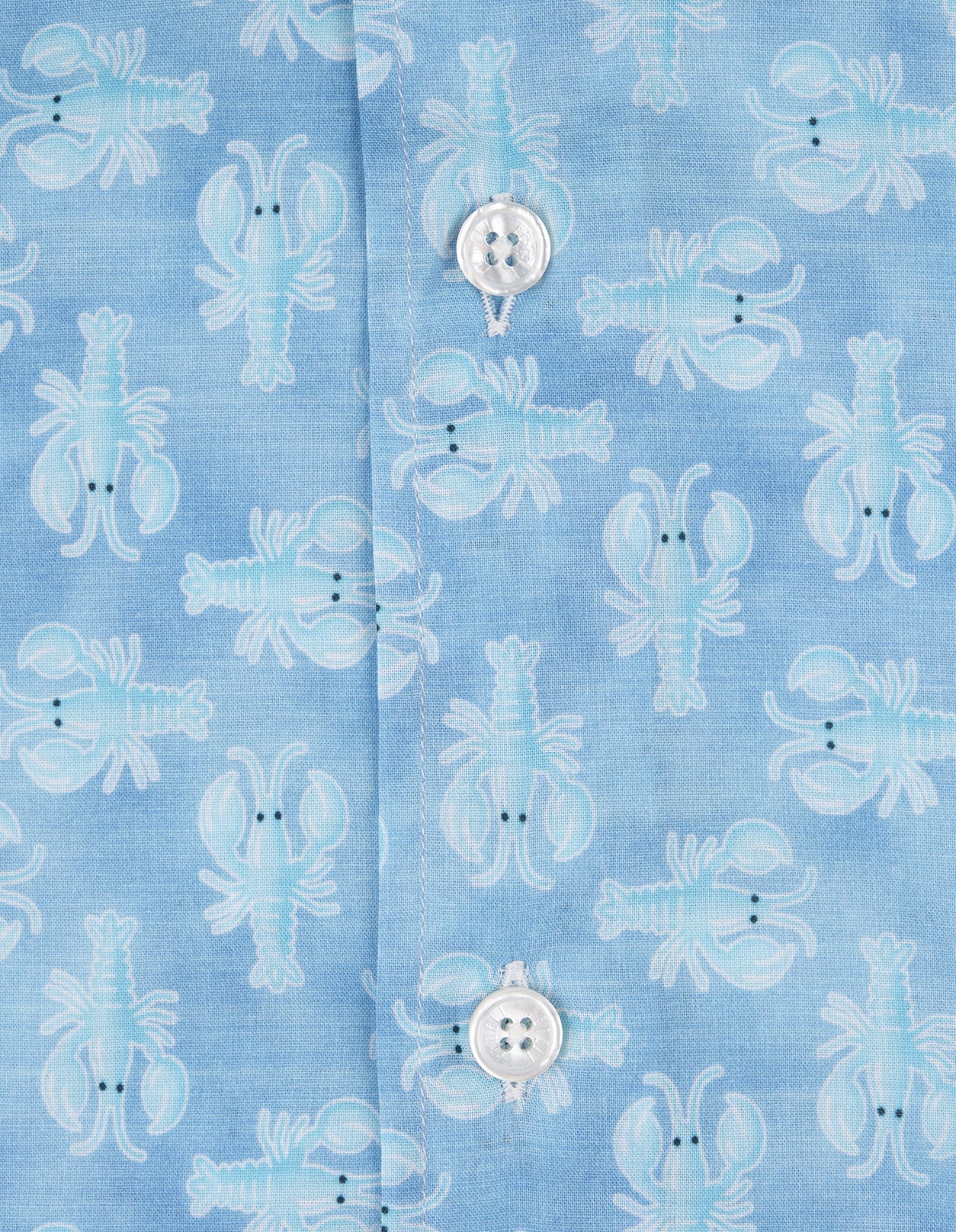 Shop Fedeli Sky Blue Panamino Sean Shirt With Lobster Pattern