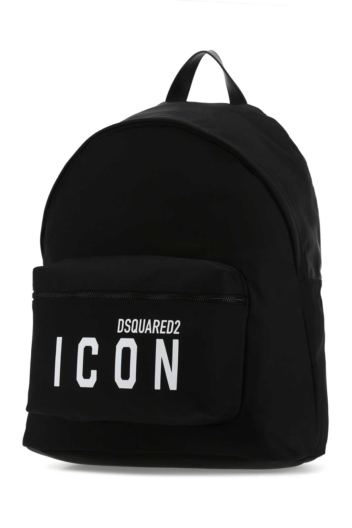 Shop Dsquared2 Black Fabric Be Icon Backpack