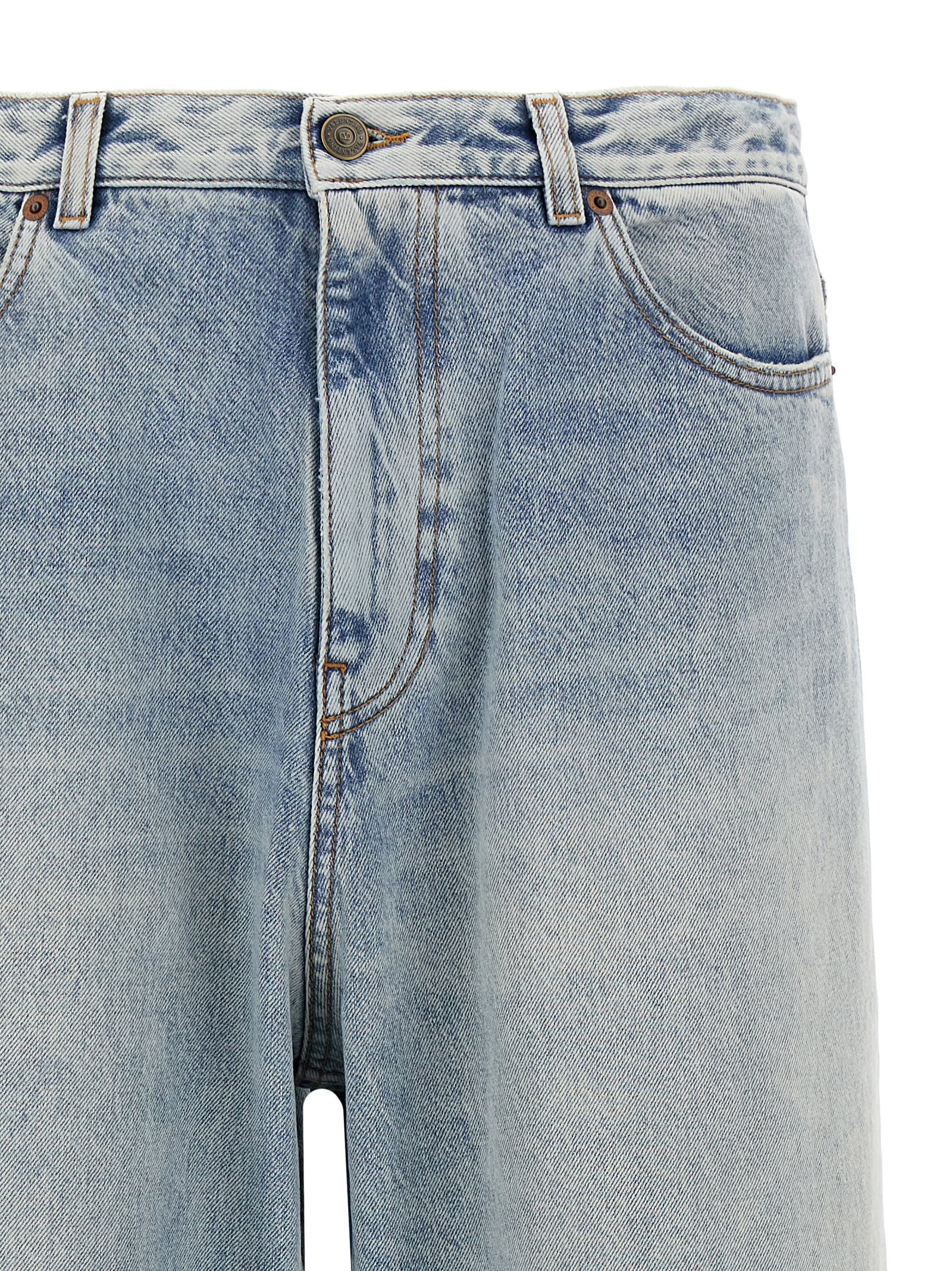 Valentino Rolled Cuffs Denim Trousers In Light Blue