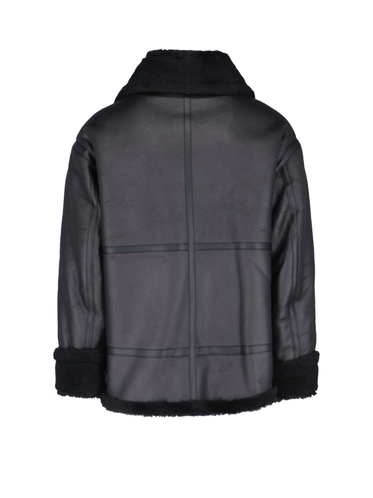 Shop Dunst Faux Shearling Zip Jacket In Black