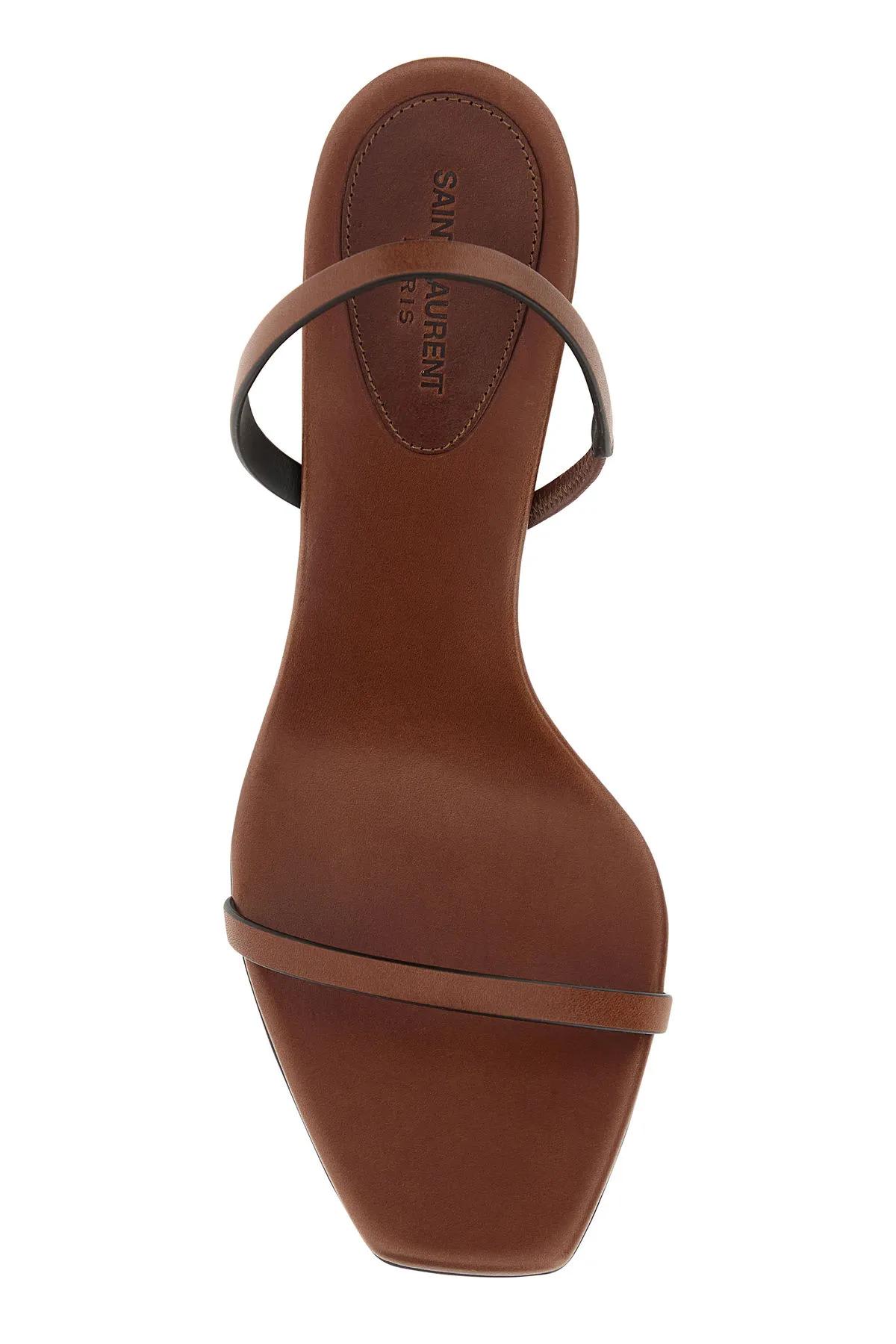 Shop Saint Laurent Brown Leather Opyum 85 Sandals