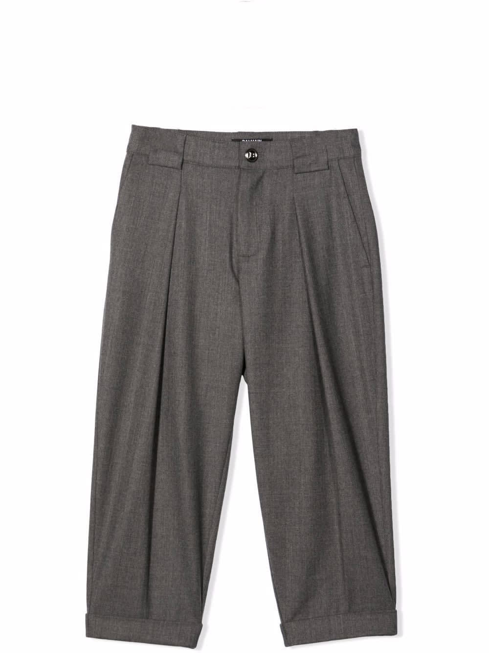 Balmain Gray Trousers With Front Closure