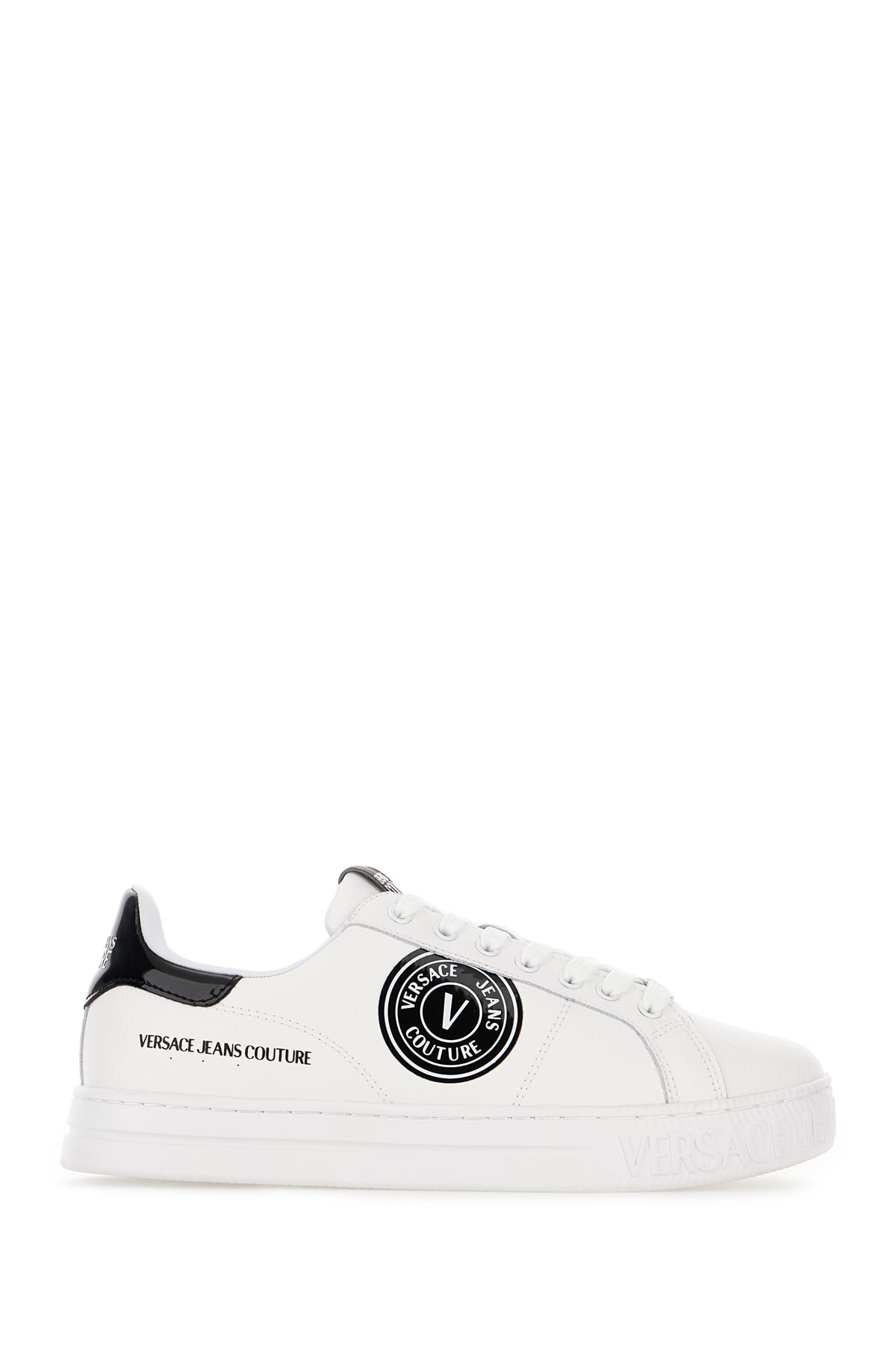 Shop Versace Jeans Couture White Leather Sneakers In White Black