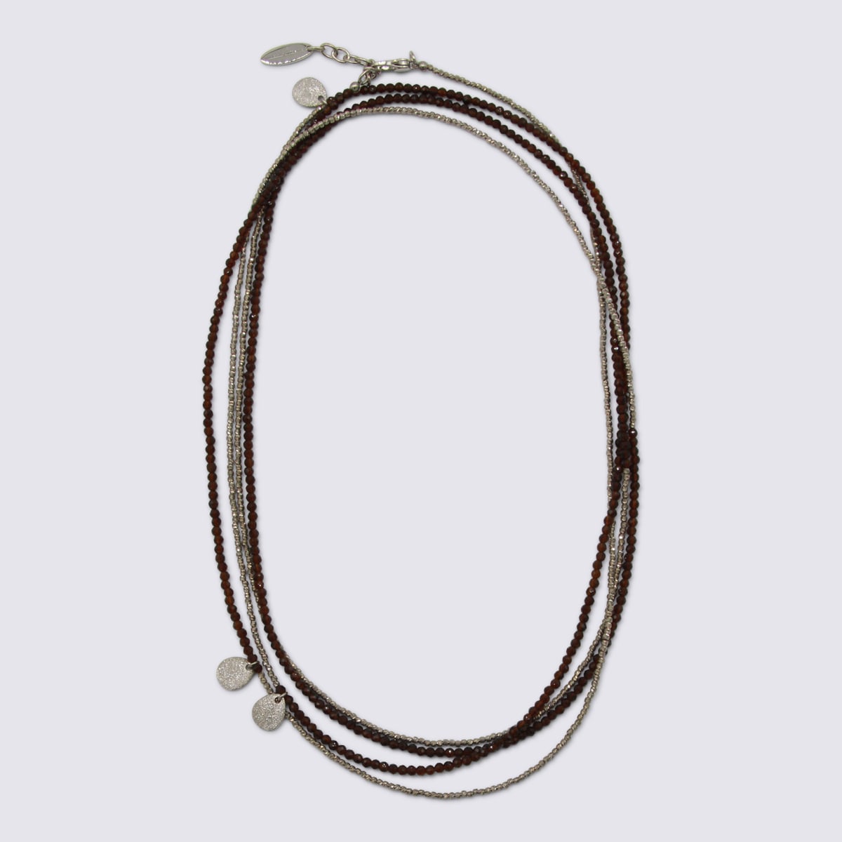 Brunello Cucinelli Brown And Silver Metal Bracelets In Black