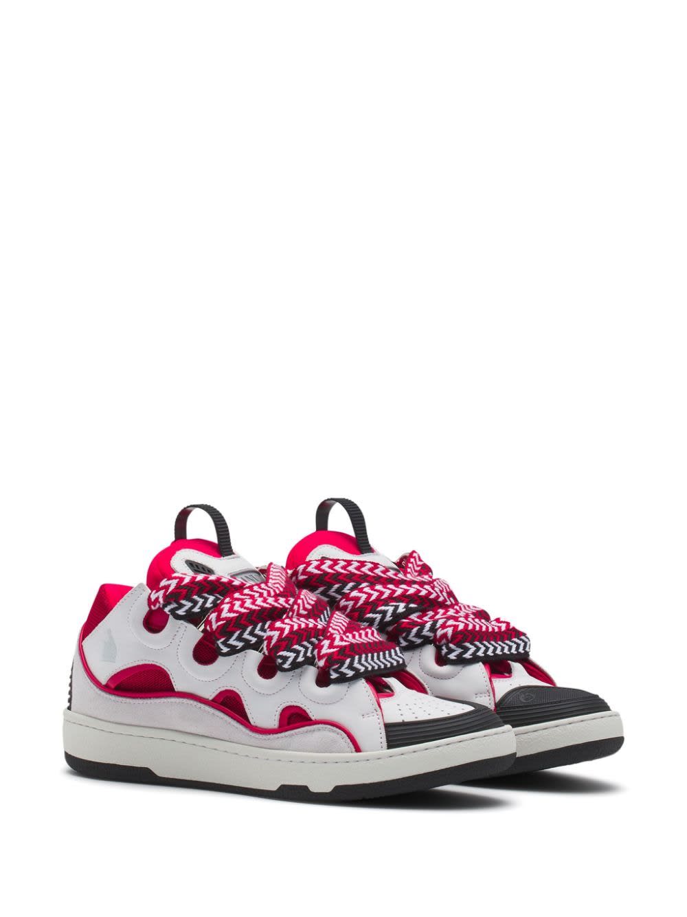 Shop Lanvin Curb Sneakers In Black, Fuchsia And White