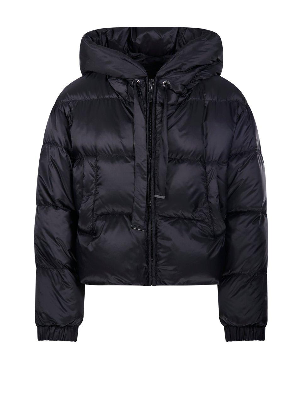 Shop Max Mara The Cube Hooded Padded Coat In Black