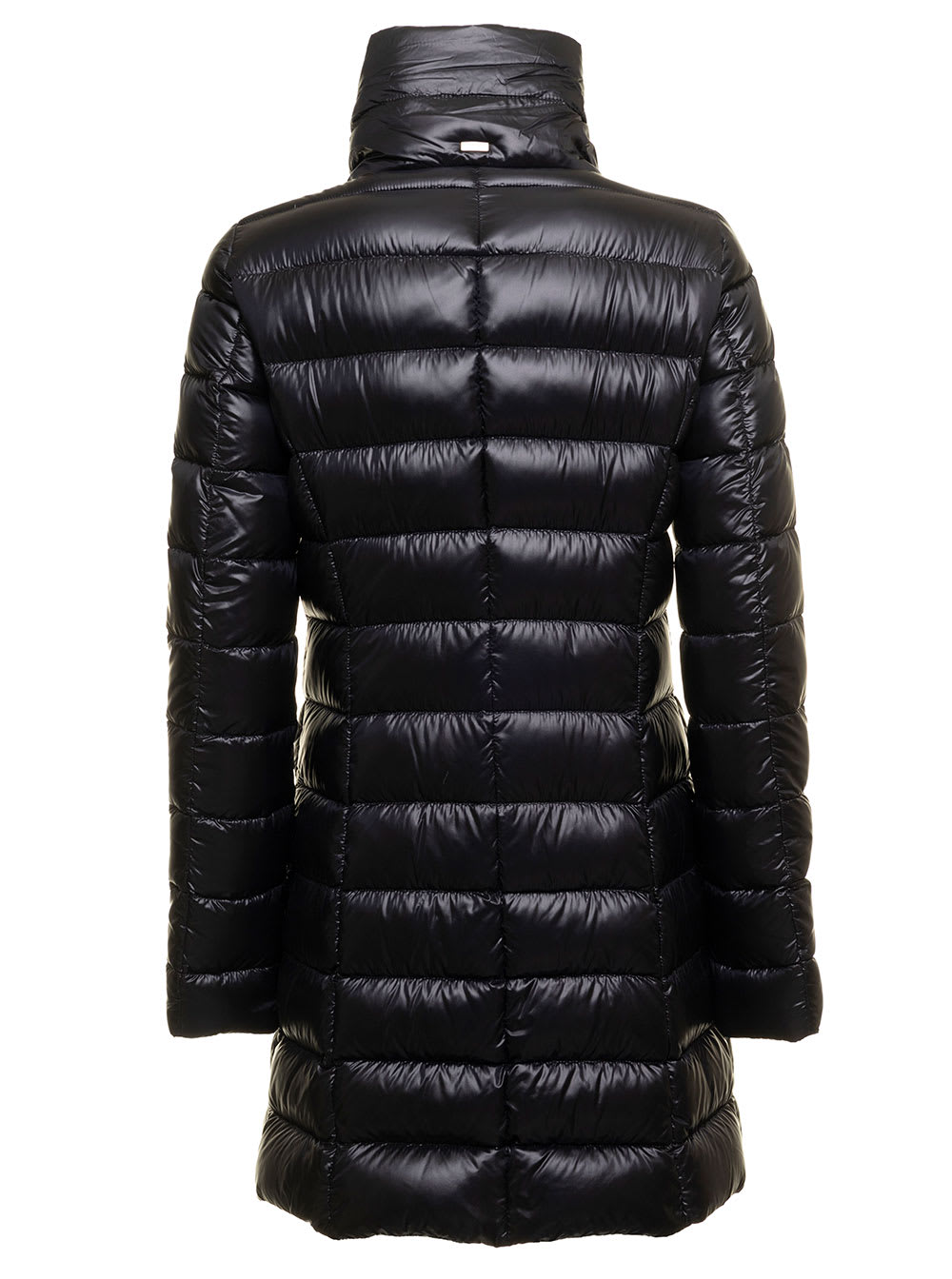 Herno Womans Maria Black Quilted Nylon Long Down Jacket In Black