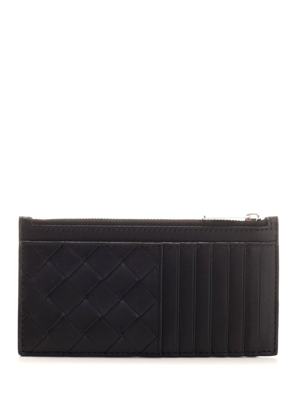 Shop Bottega Veneta Intrecciato 15 Long Zipped Card Case In Black