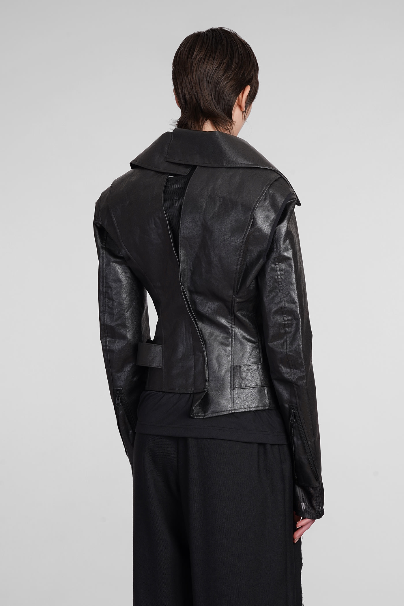 Shop Junya Watanabe Biker Jacket In Black Polyester