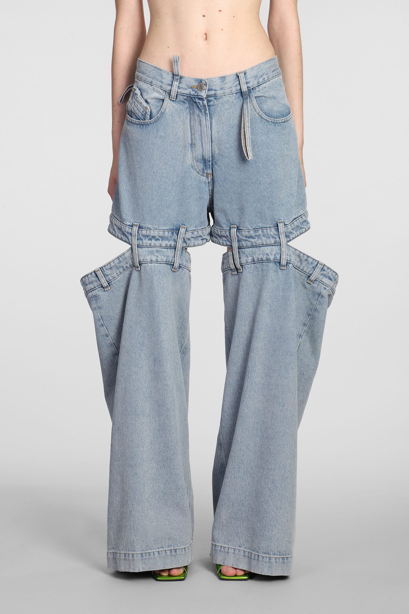 Attico Ashton Jeans In Cyan Cotton