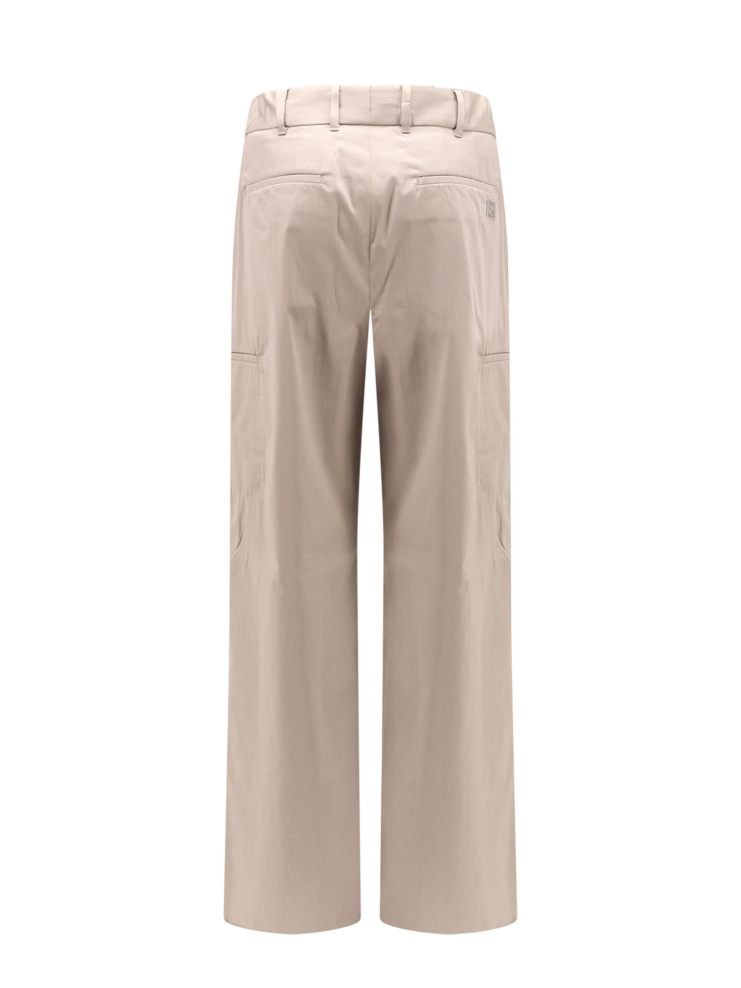 Fendi Cargo Fluid Cotton Trouser In Grey