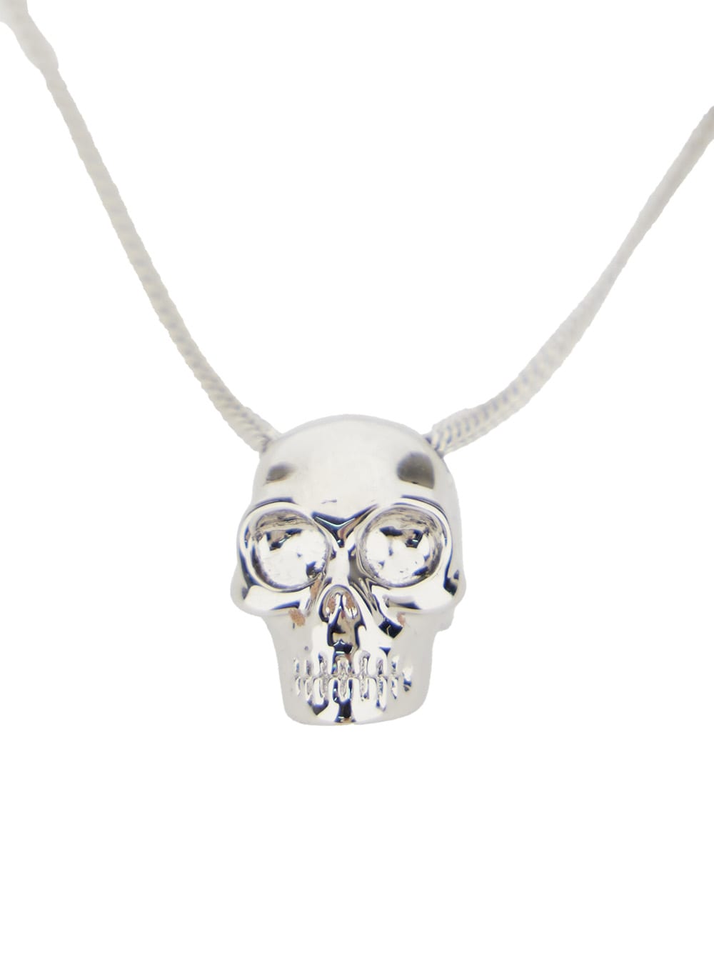Alexander Mcqueen Silver Colored Chain Necklace With Skull In Polished Brass Man In Metallic
