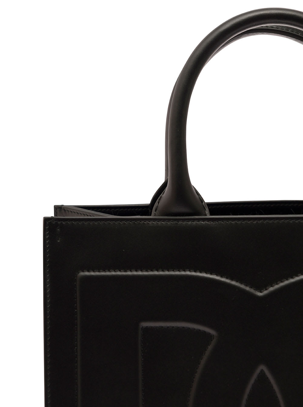 Shop Dolce & Gabbana Dg Daily Medium Black Handbag With Dg Logo Detail In Smooth Leather Woman