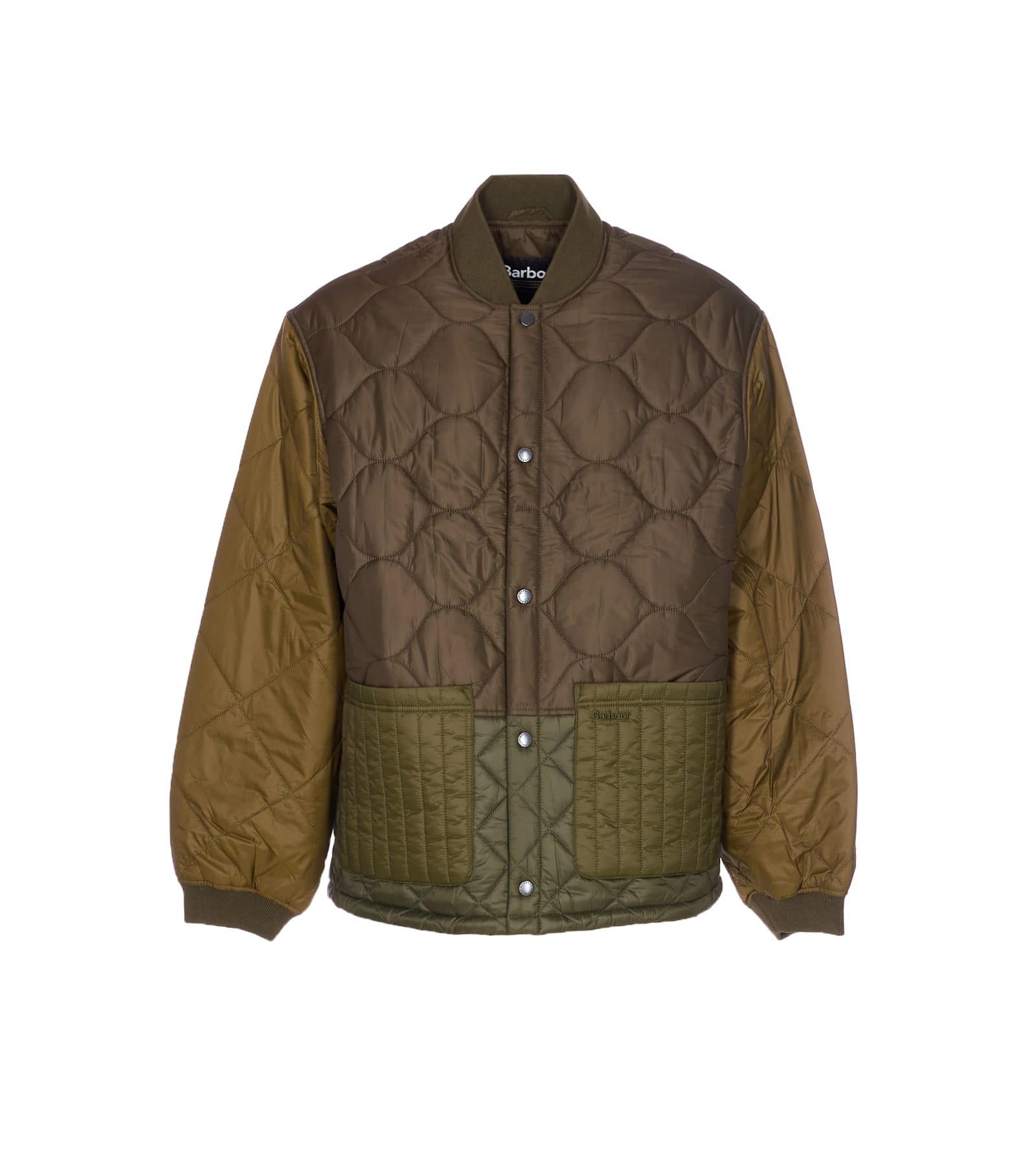 Barbour Olive Cording Quilted Jacket Buttons Closure In Green