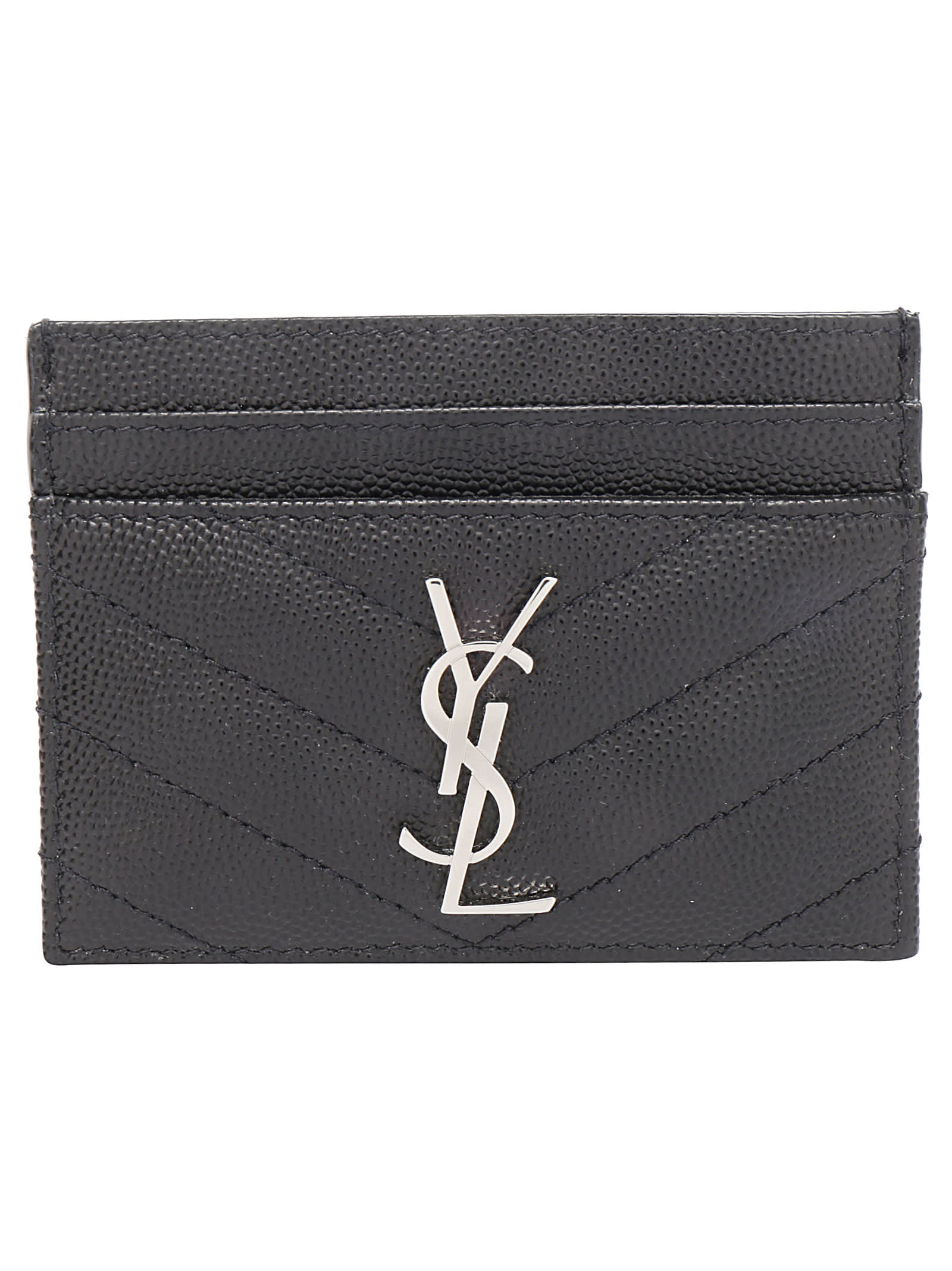 Saint Laurent Cassandre Matelassè Card Holder In Black
