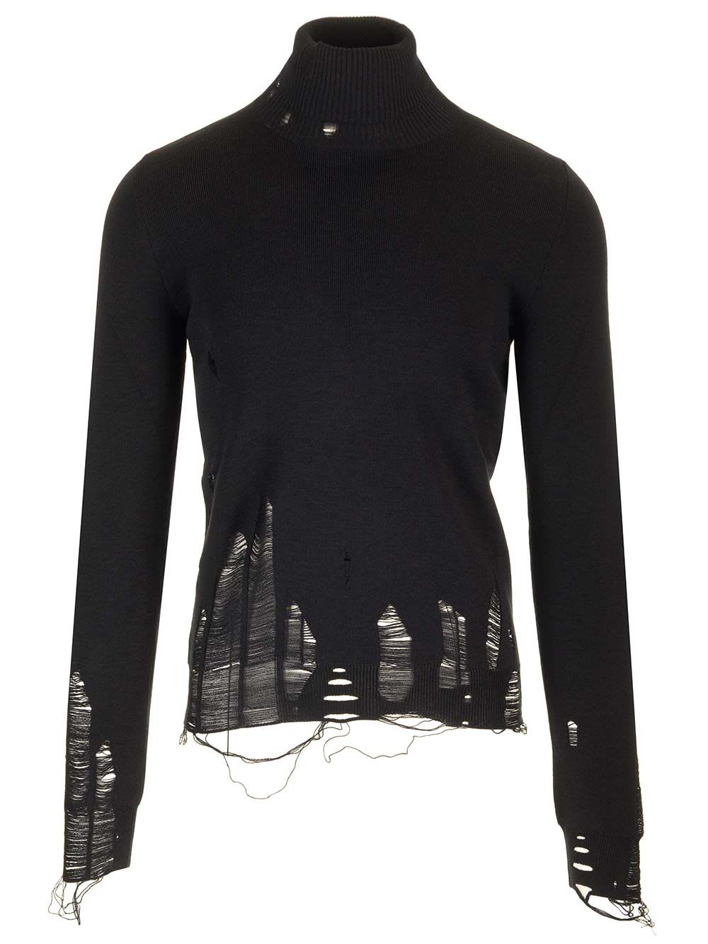 Shop Mm6 Maison Margiela High Neck Sweater In Black